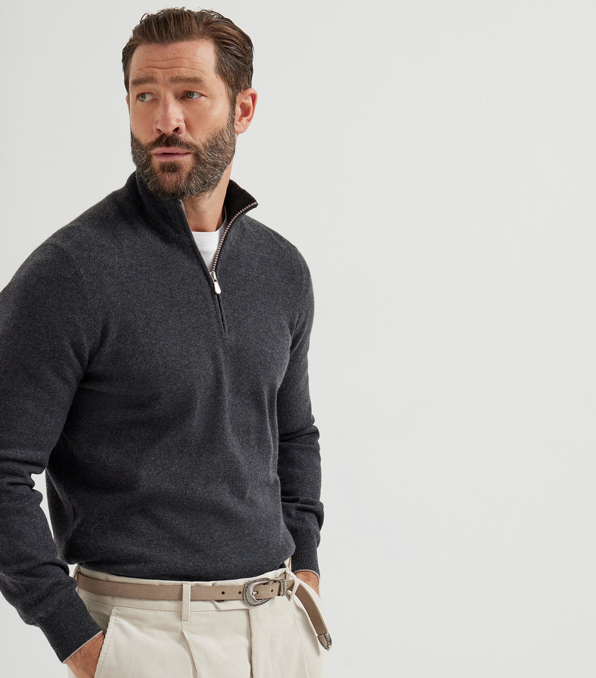 Cashmere Half-Zip Sweater CJB82 Image 2