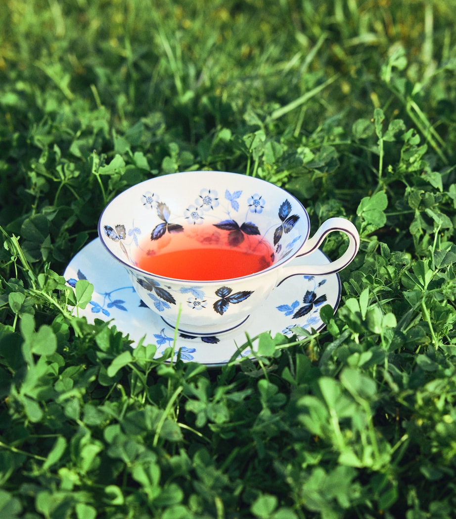 Set of 2 Wild Strawberry Inky Blue Teacups and Saucers MULTI Image 6