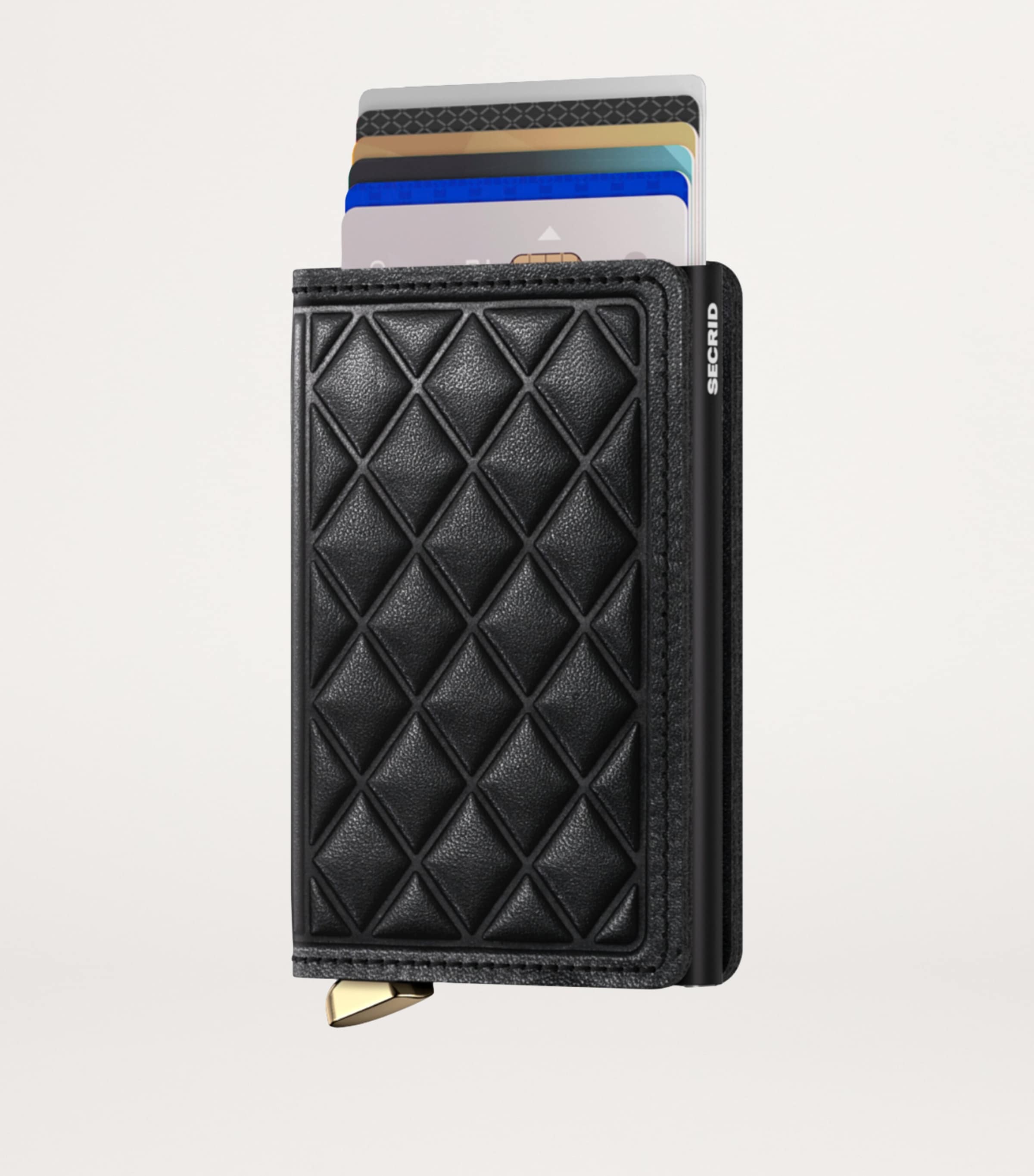 Leather Embossed Diamond Slimwallet BLACK Image 2