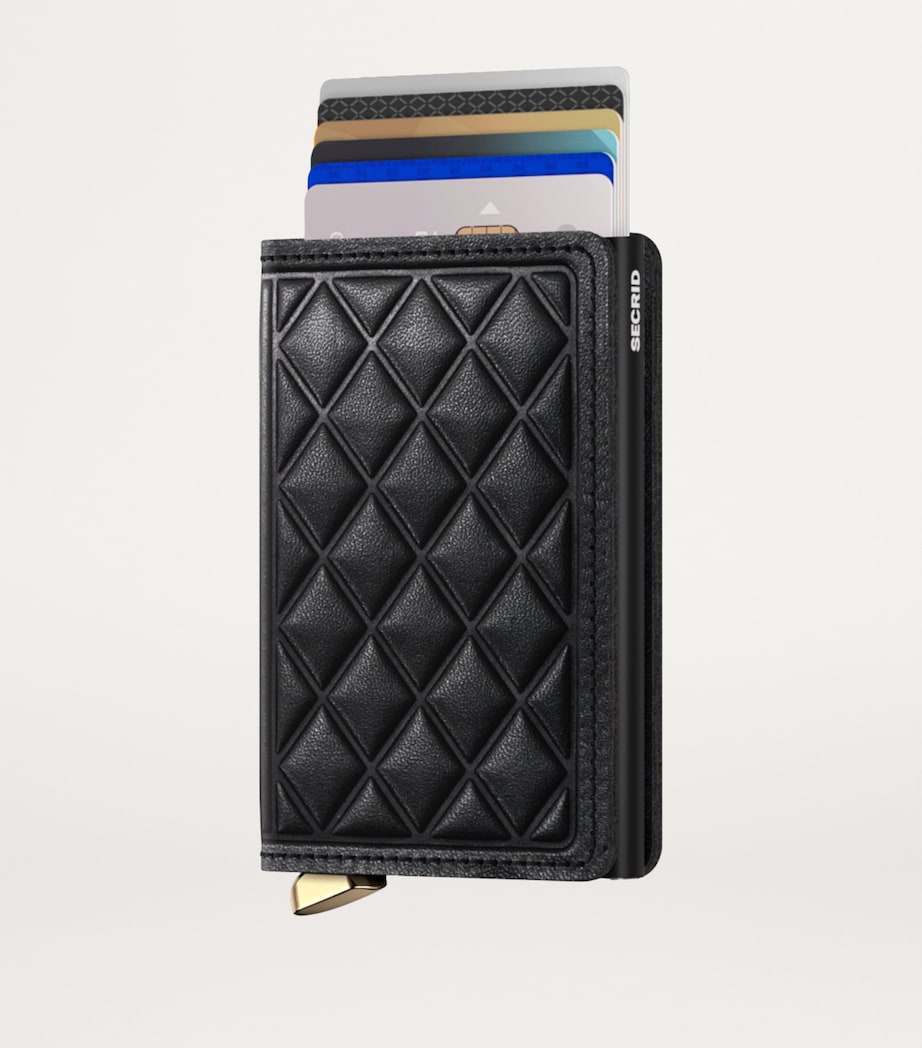 Leather Embossed Diamond Slimwallet BLACK Image 2