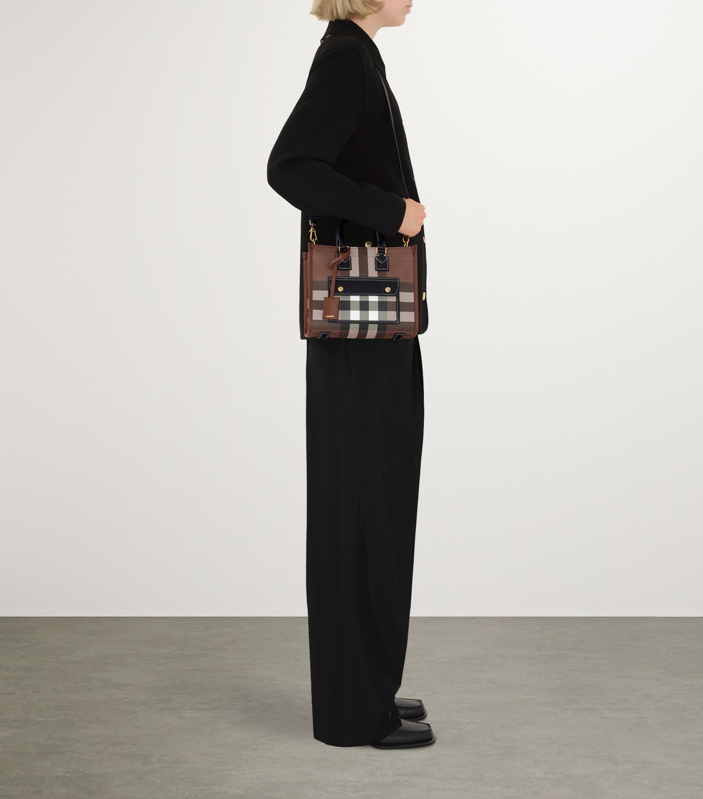 Mini Check Tote Bag DARK BIRCH BROWN CHK Image 4