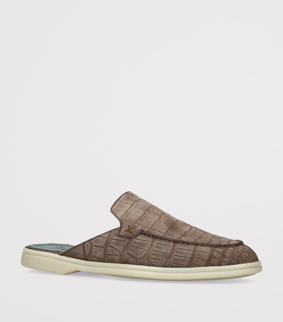 Alligator Leather Mules KHAKI Image 3