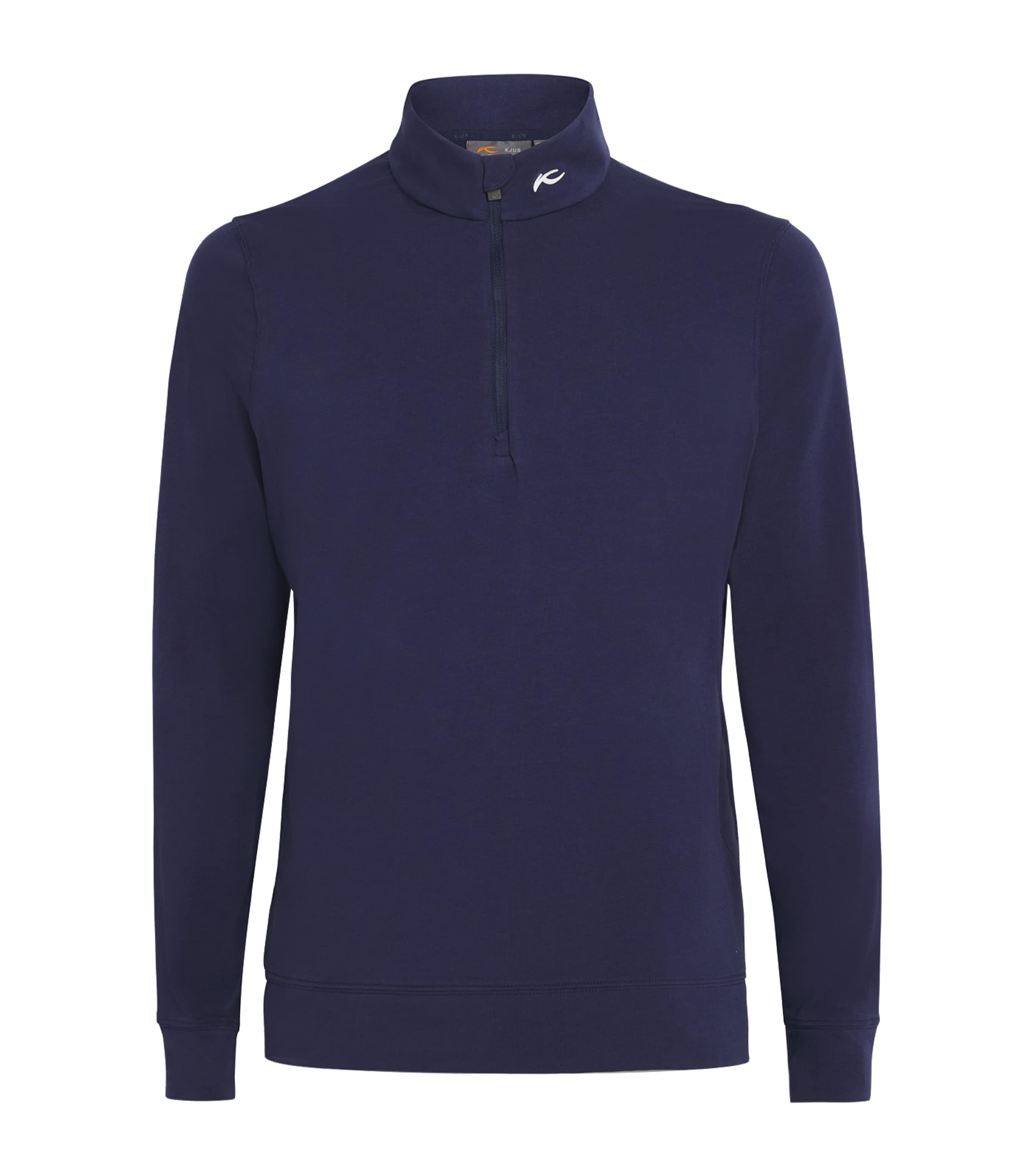 KJUS Mens Pima Cotton Hollow Half-Zip Top Atla Blue Image 1
