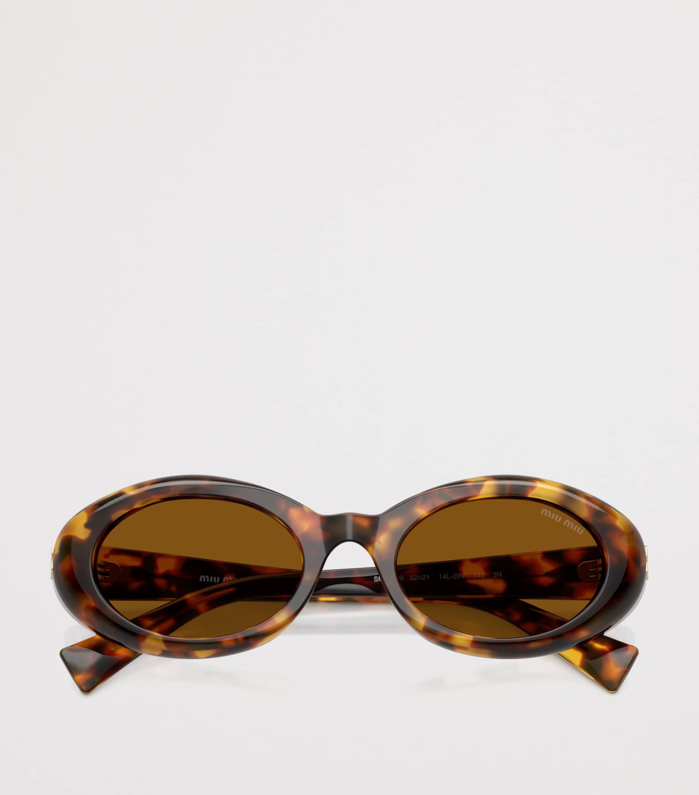 Miu Miu Oval Wrap-Around Sunglasses Brown Image 5