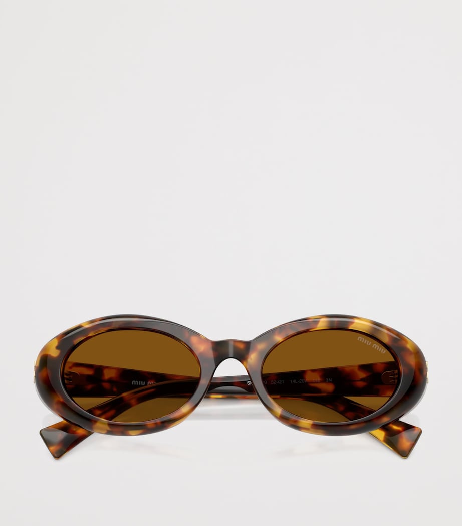 Miu Miu Oval Wrap-Around Sunglasses Brown Image 5