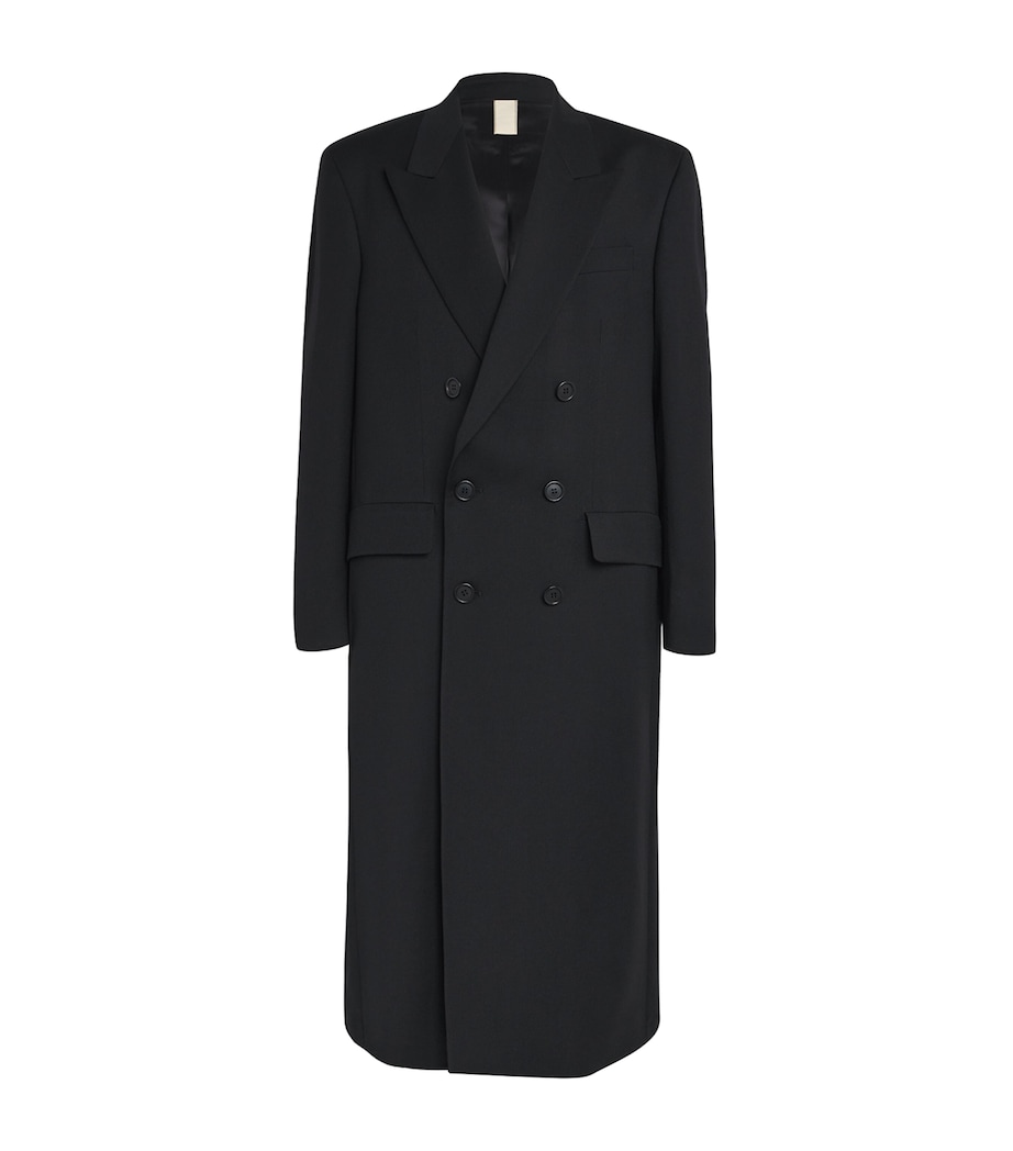 Virgin Wool Double-Breasted Overcoat BLACK Image 1