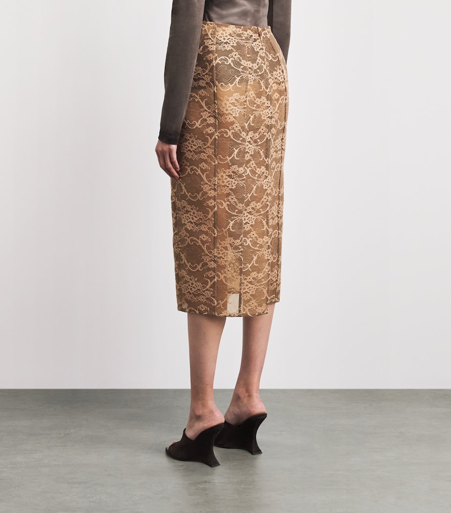 Acne Studios Womens Lace Floral Midi Skirt Dhl Bronze Brown Image 5