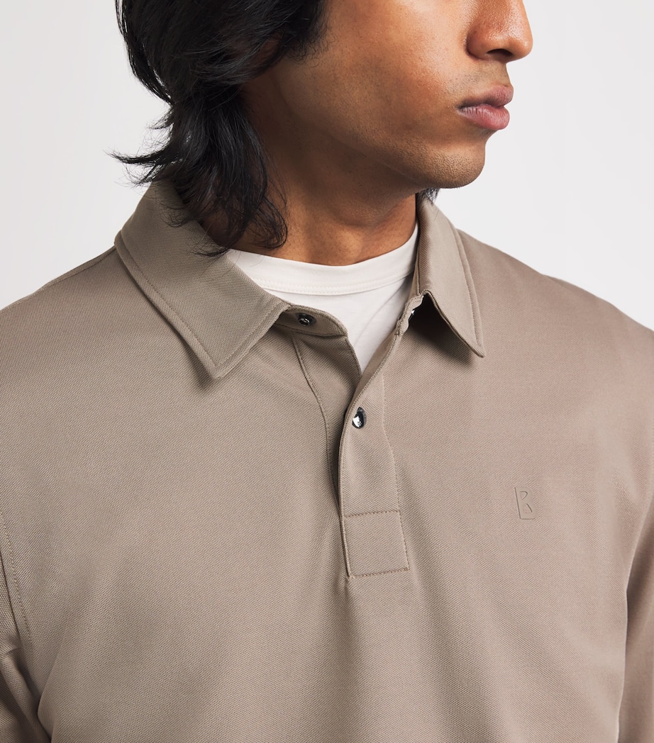 Cotton-Blend Long-Sleeve Timon Polo Shirt 812-MOON ROCK Image 6