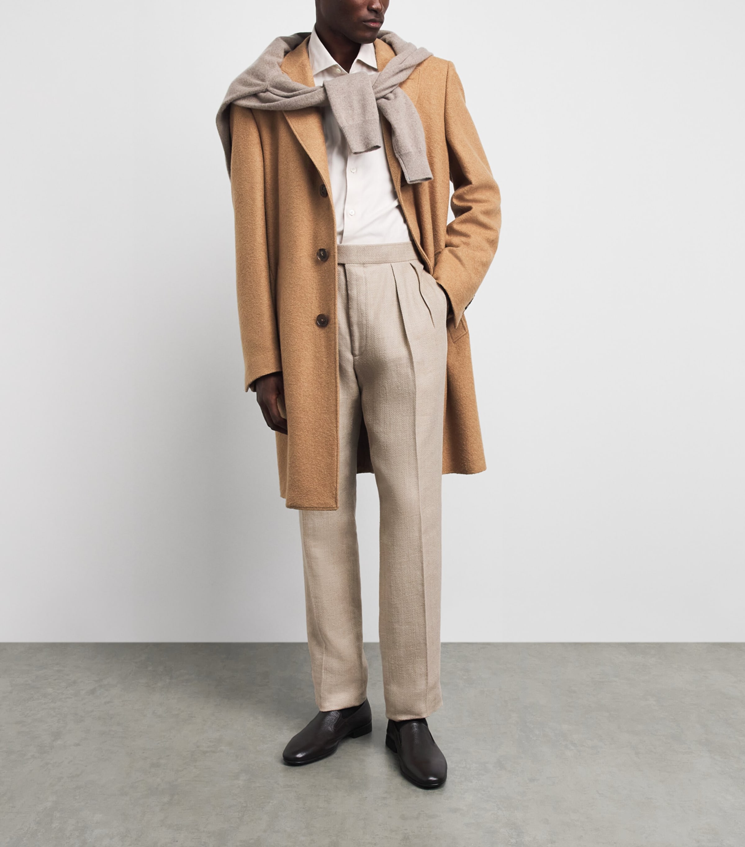Ralph Lauren Purple Label Beige Linen-Silk-Cotton Gregory Trousers