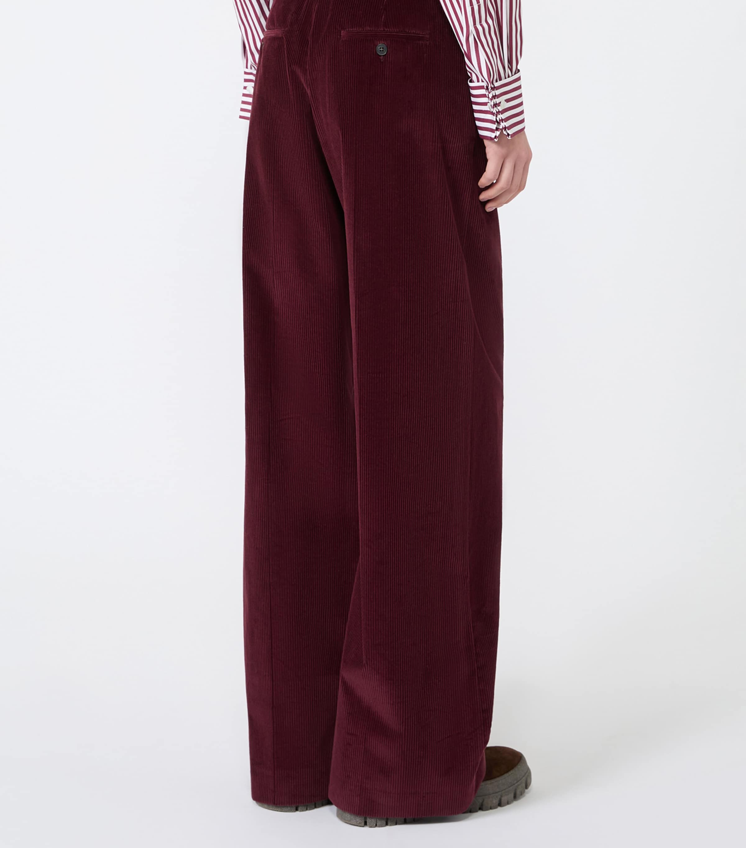Weekend Max Mara Womens Cotton Corduroy Wide-Leg Trousers Bordeaux Image 4