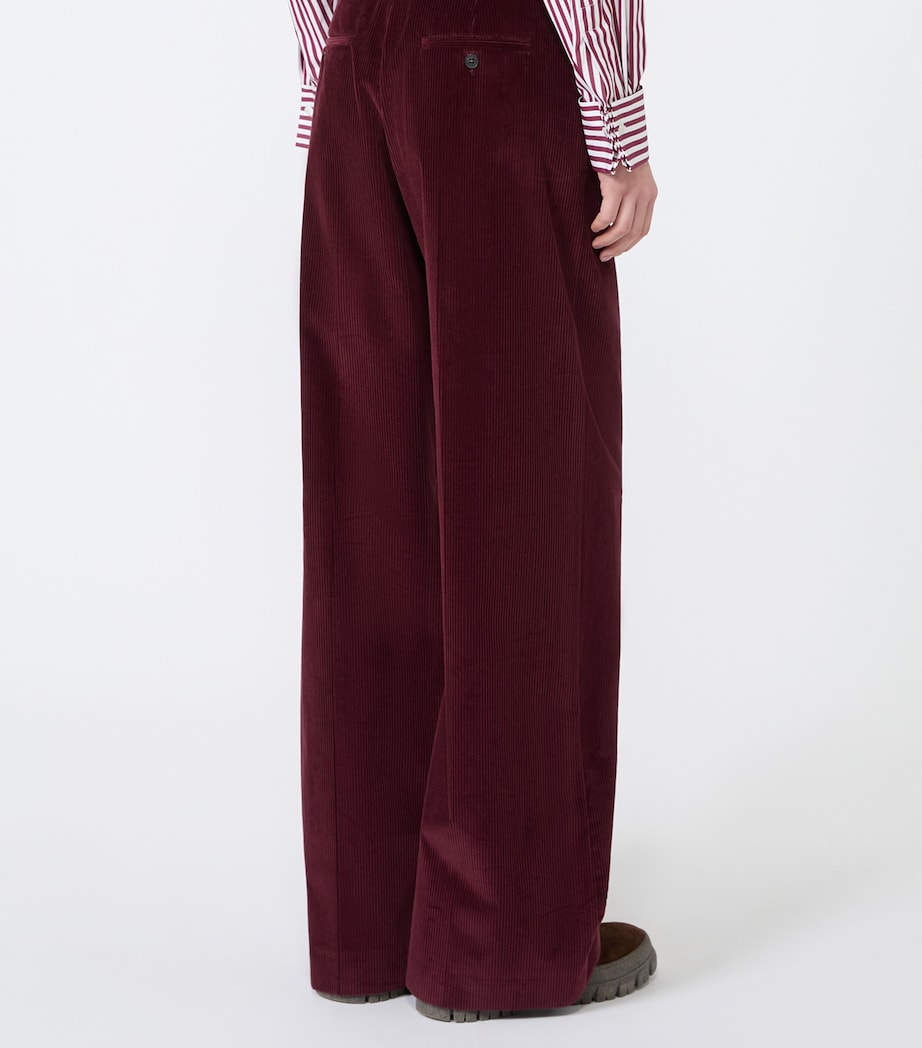 Weekend Max Mara Womens Cotton Corduroy Wide-Leg Trousers Bordeaux Image 4
