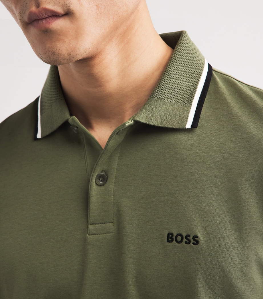 BOSS Mens Pima Cotton Polo Shirt Khaki Image 3