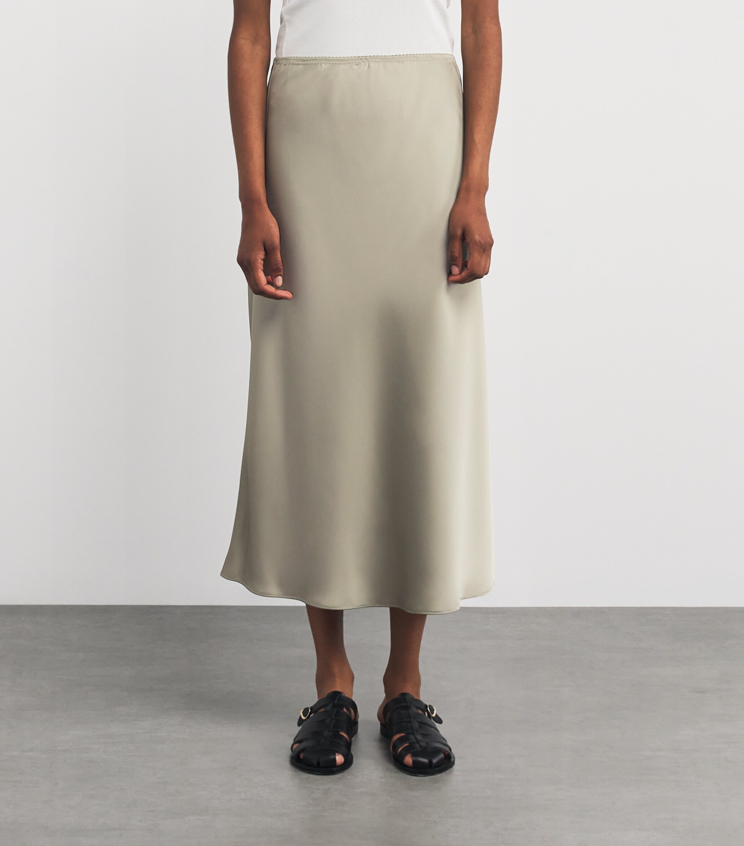 Satin Midi Skirt SAGE Image 3