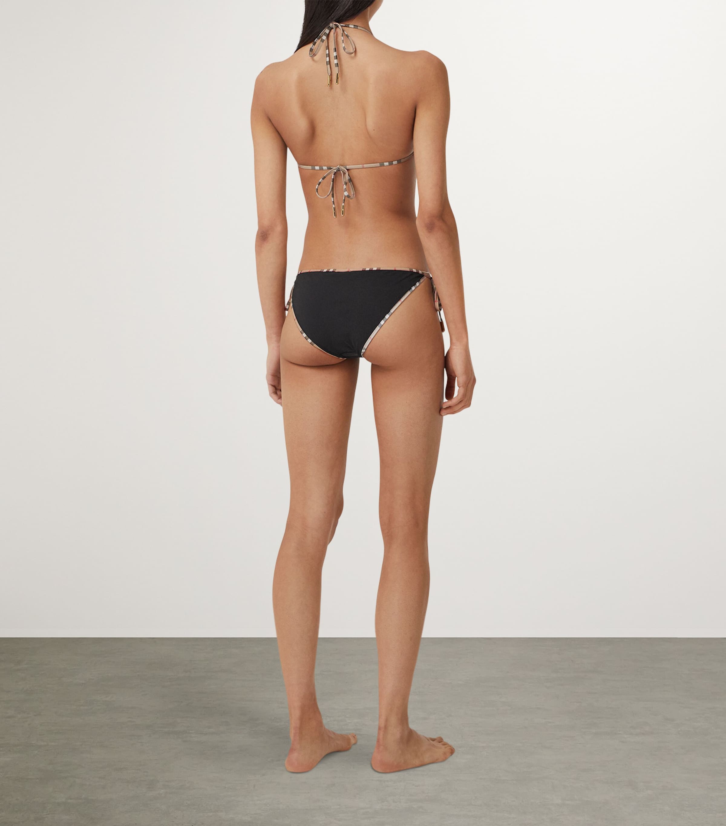 Burberry Womens Check-Trim Triangle Bikini Black Image 3
