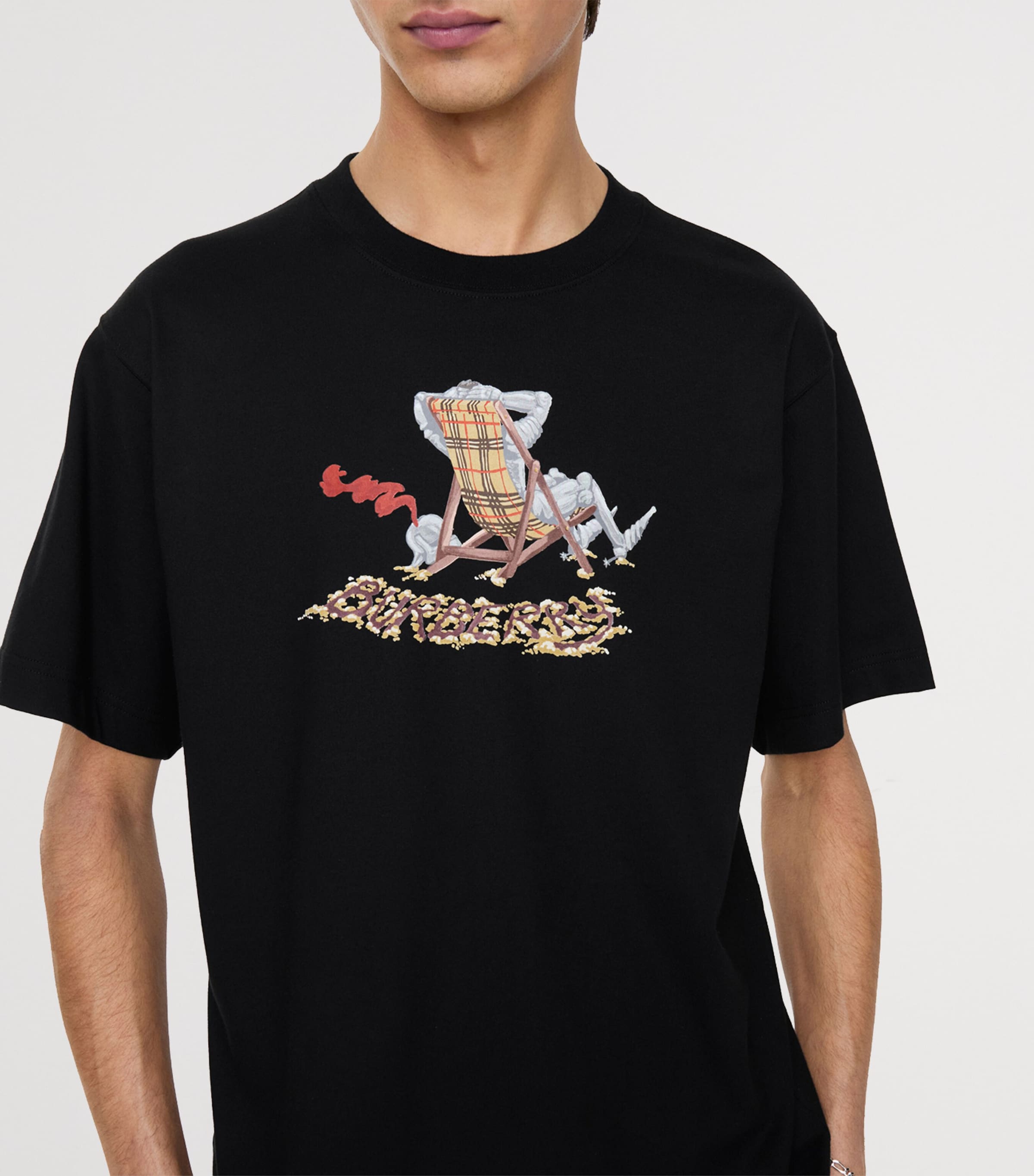 Burberry Mens Beach-Print T-Shirt Black Image 3