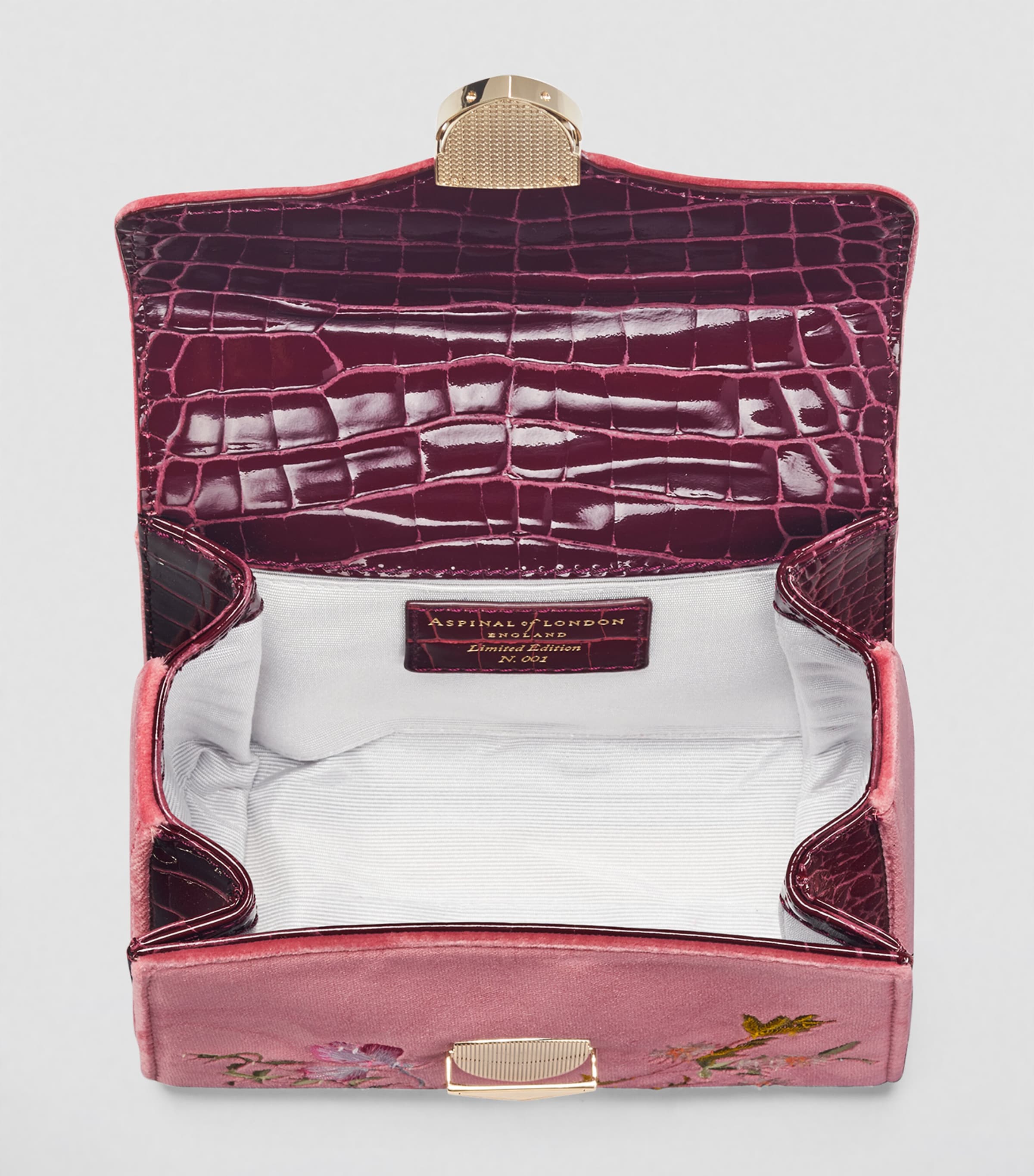 Mini Velvet Embroidered Mayfair Top-Handle Bag TEA ROSE Image 8