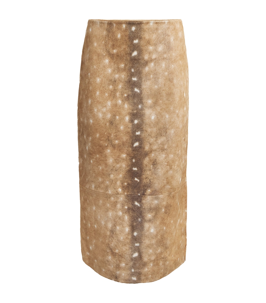 St. Agni Womens Leather Fawn Midi Pencil Skirt Almond Image 1