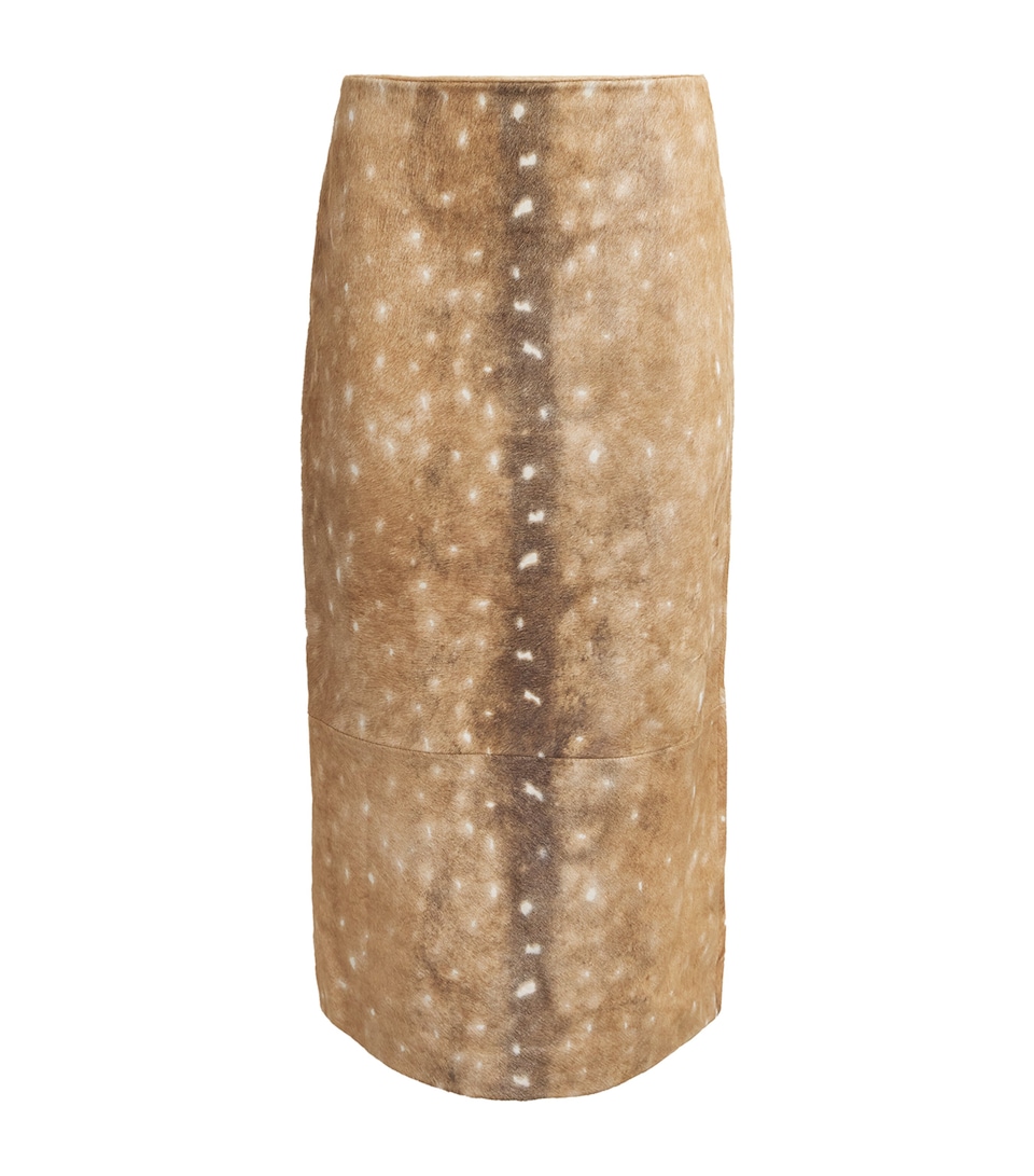 St. Agni Leather Fawn Midi Pencil Skirt Almond