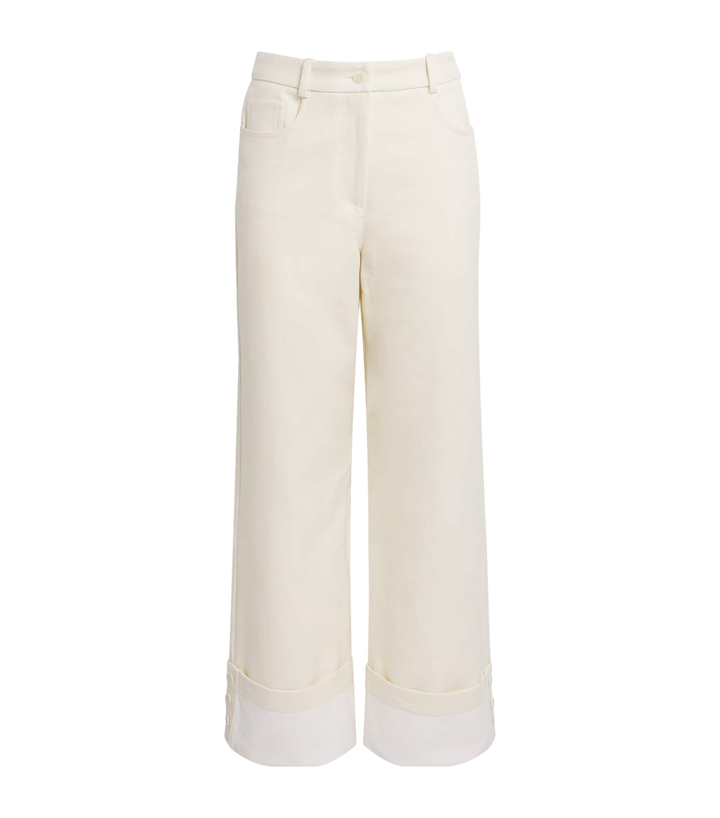 Claudie Pierlot Womens Cotton Wide-Leg Trousers Vanilla Image 1