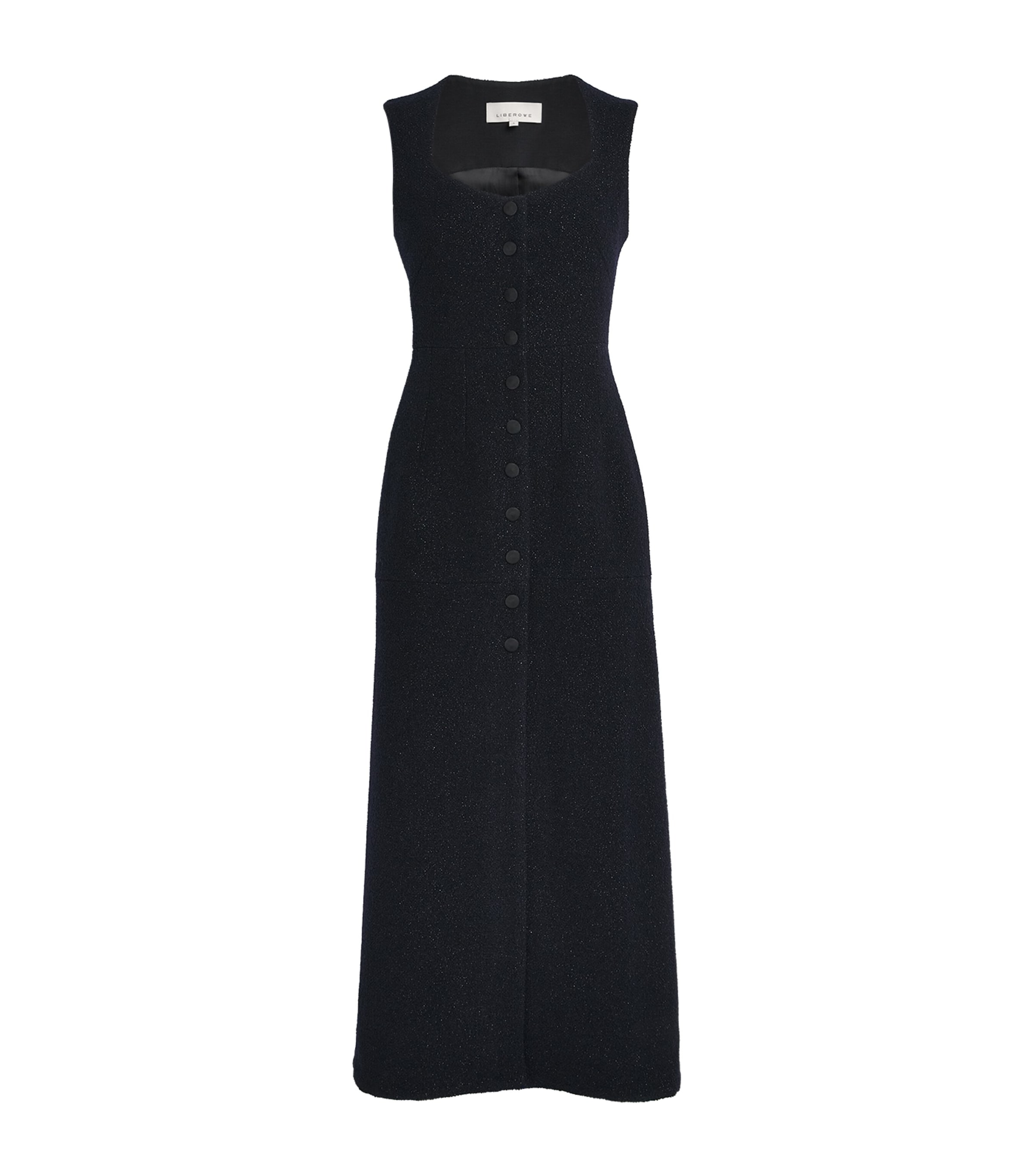 Liberowe Womens Metallic Tweed Midi Dress Navy Image 1