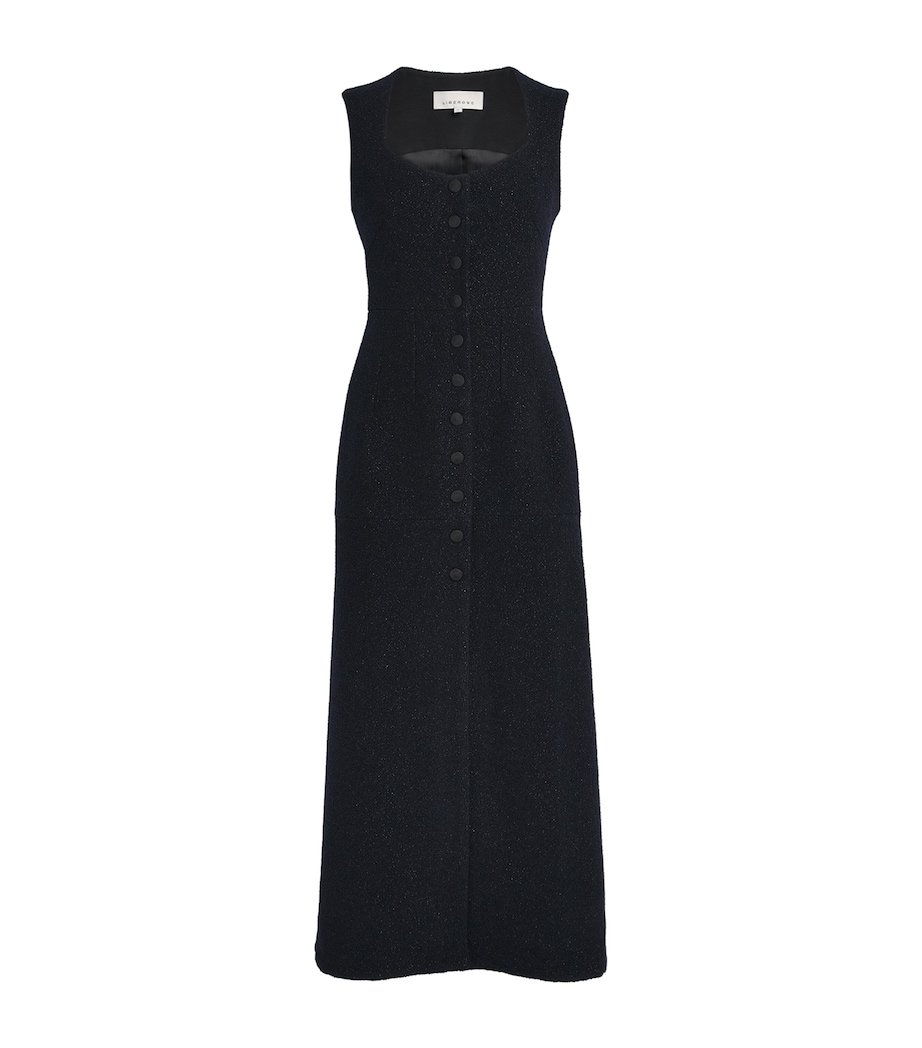 Liberowe Womens Metallic Tweed Midi Dress Navy Image 1