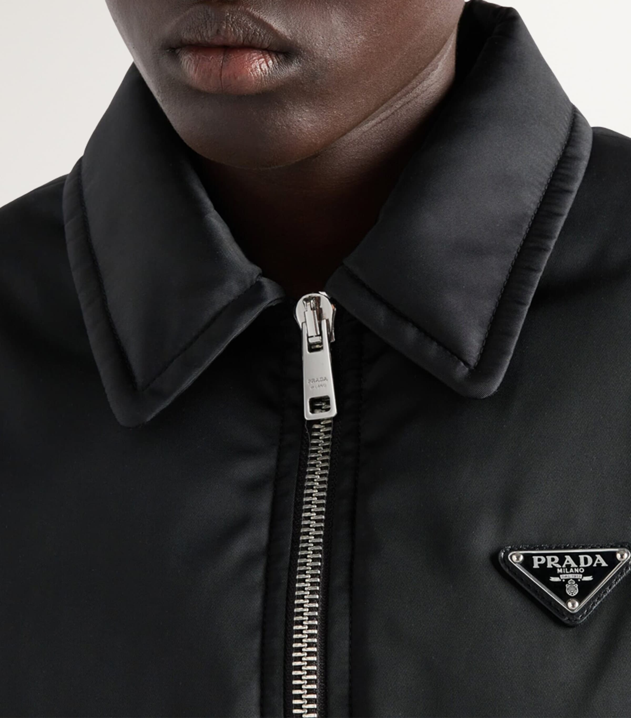 Prada Black Re-Nylon Down Belted Jacket | Harrods UK