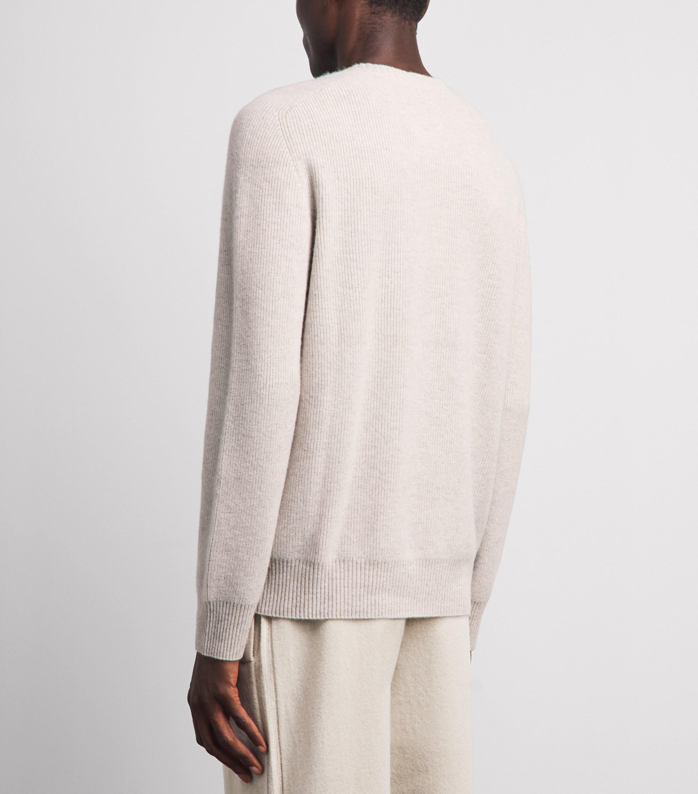 N.Peal Mens Organic Cashmere Sweater Pebble Greyorg Image 5