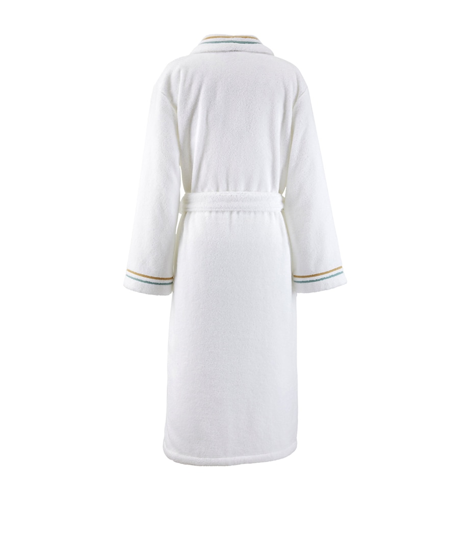 Yves Delorme Womens Cotton-Modal Embroidered Villa Bathrobe White Image 2