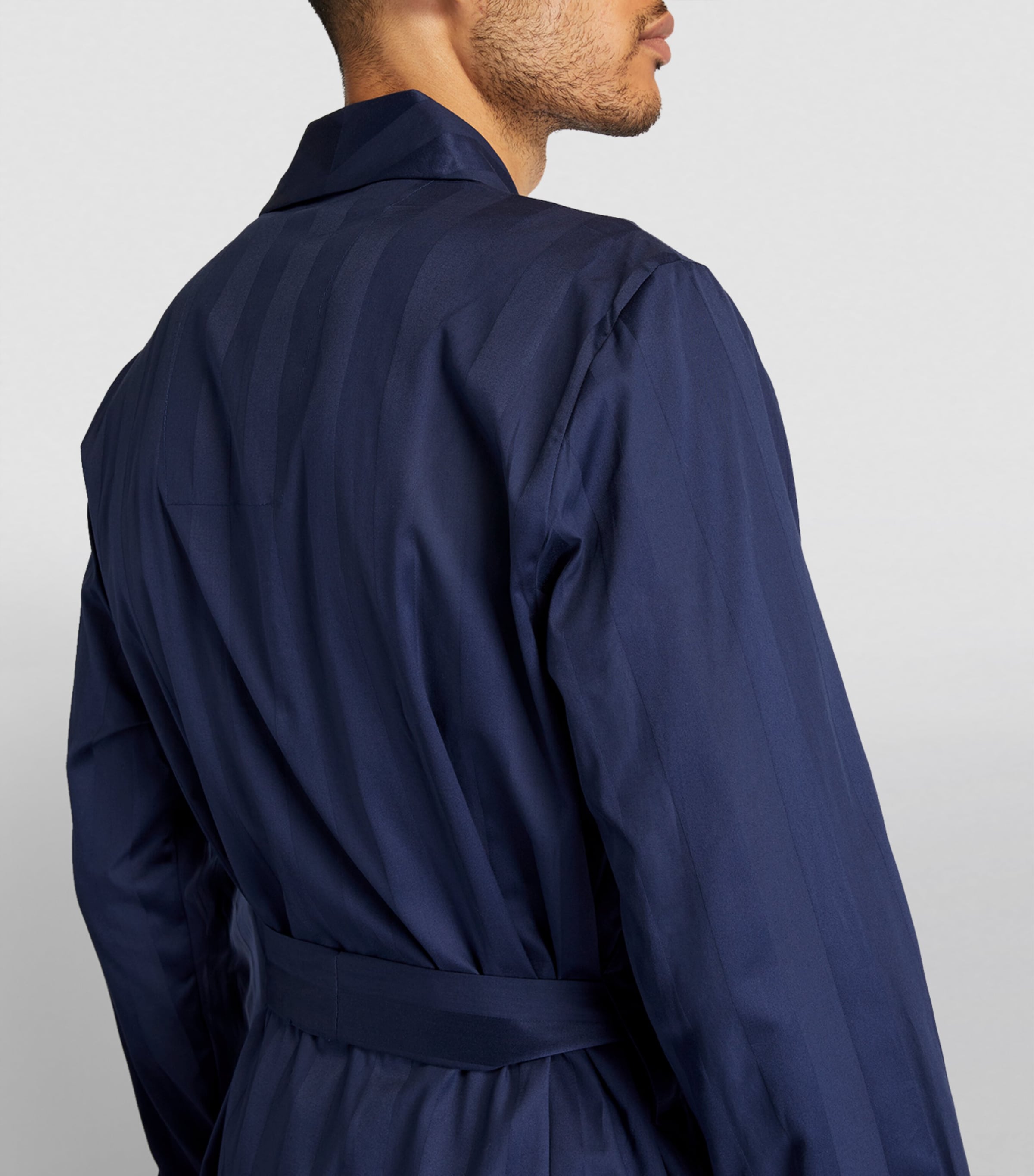 Satin Striped Robe NAVY Image 4