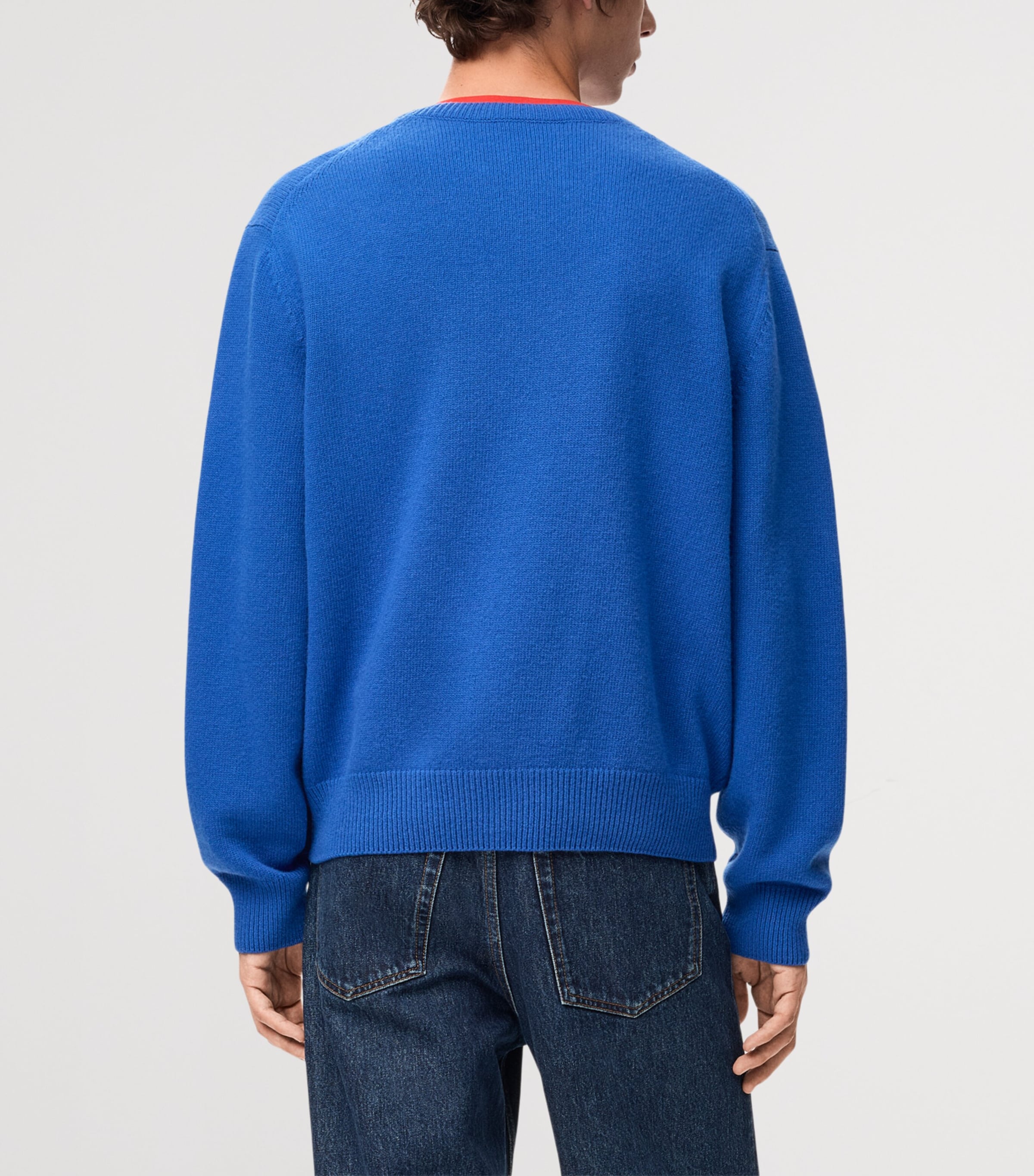 LOEWE Mens Wool-Blend Anagram Sweater Blue Image 4