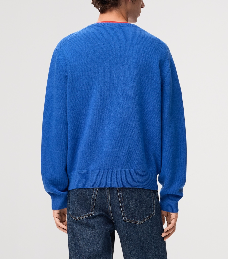 LOEWE Mens Wool-Blend Anagram Sweater Blue Image 4