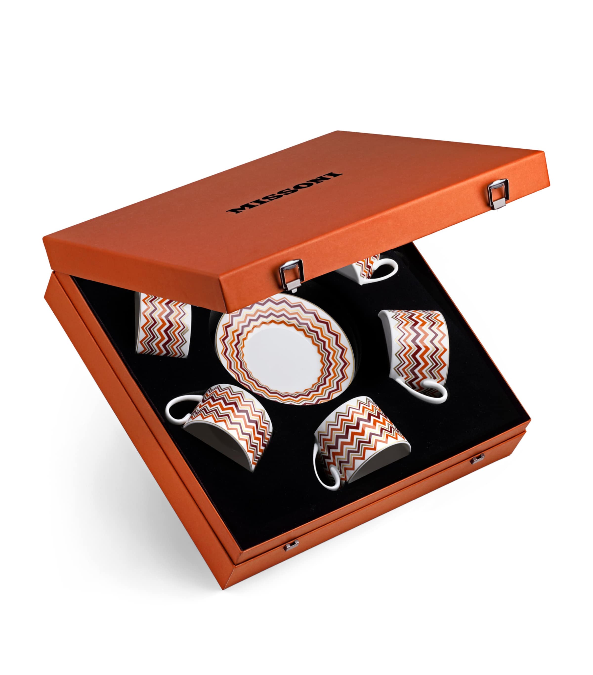 Missoni Home Set of 6 Porcelain Zigzag Teacups and Saucers