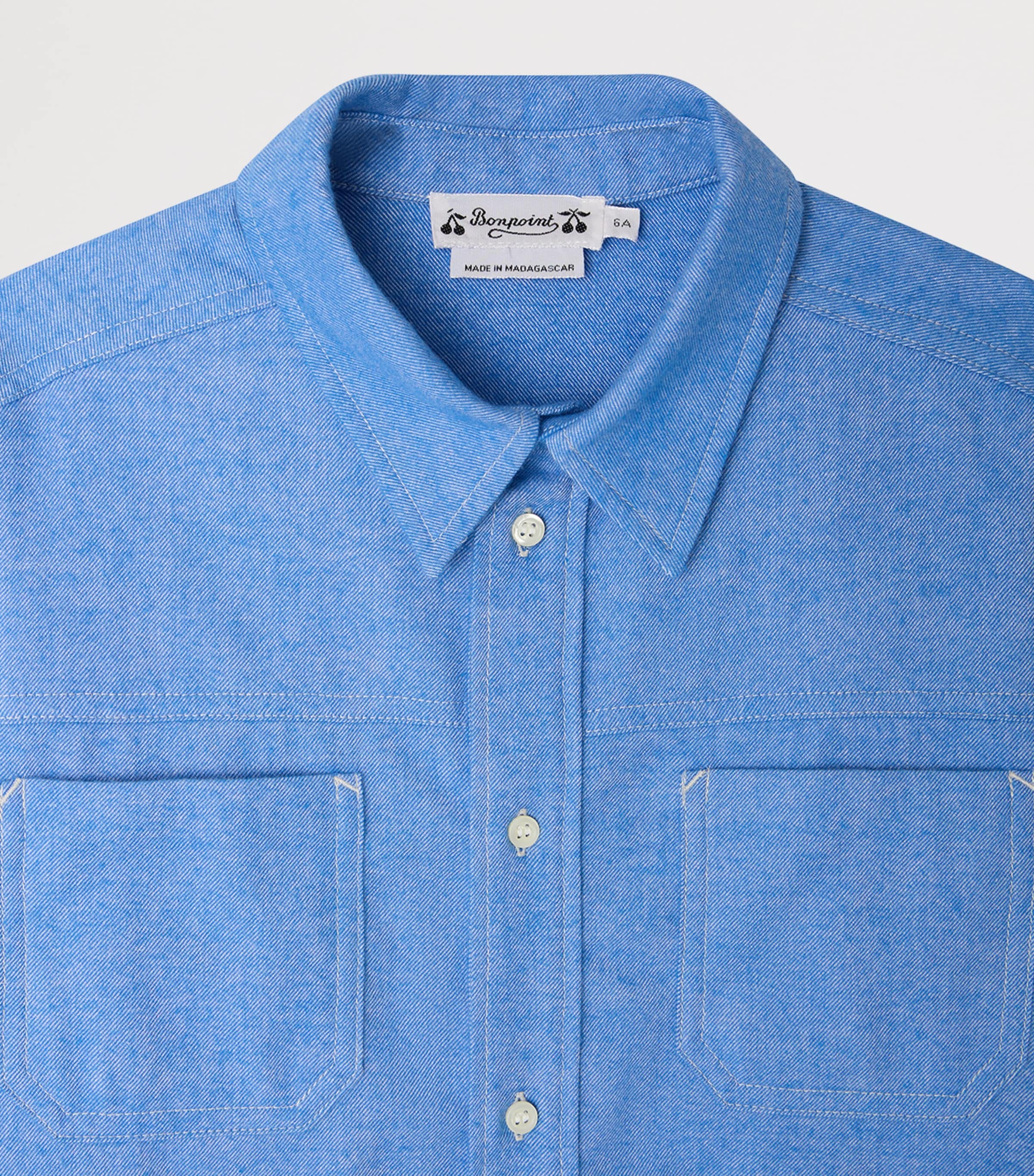 Bonpoint Cotton Shirt (4-8 Years) Bleu Electrique Image 3