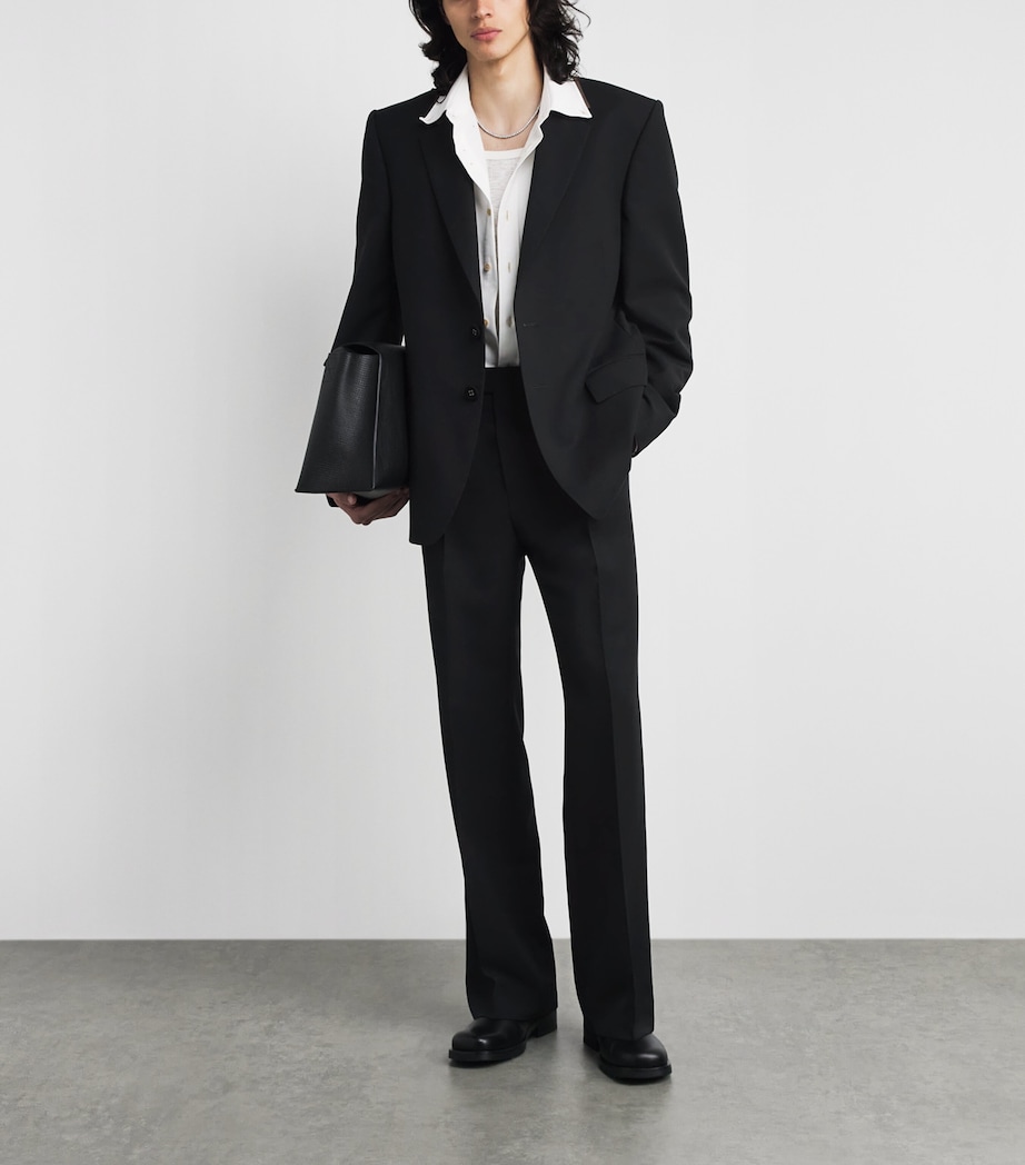 Wales Bonner Mens Virgin Wool Alto Blazer Black / Brown Image 2