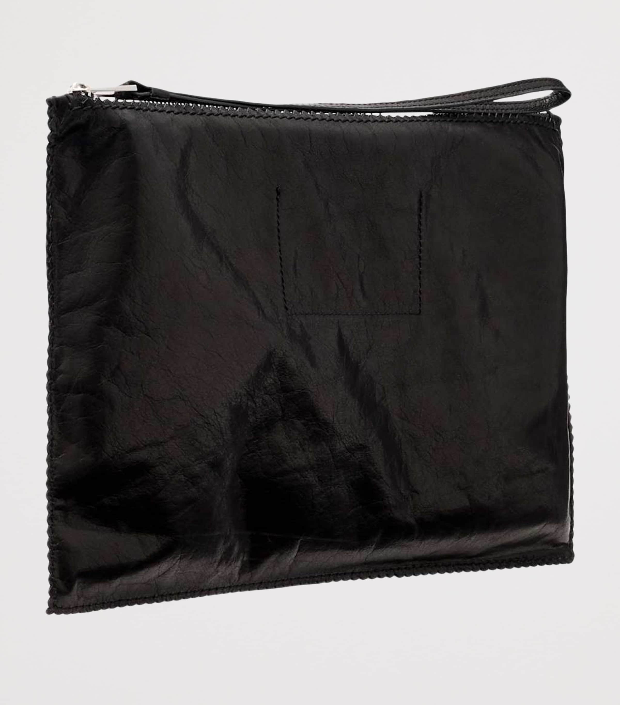 AllSaints Large Leather Siloh Pouch Black Image 3