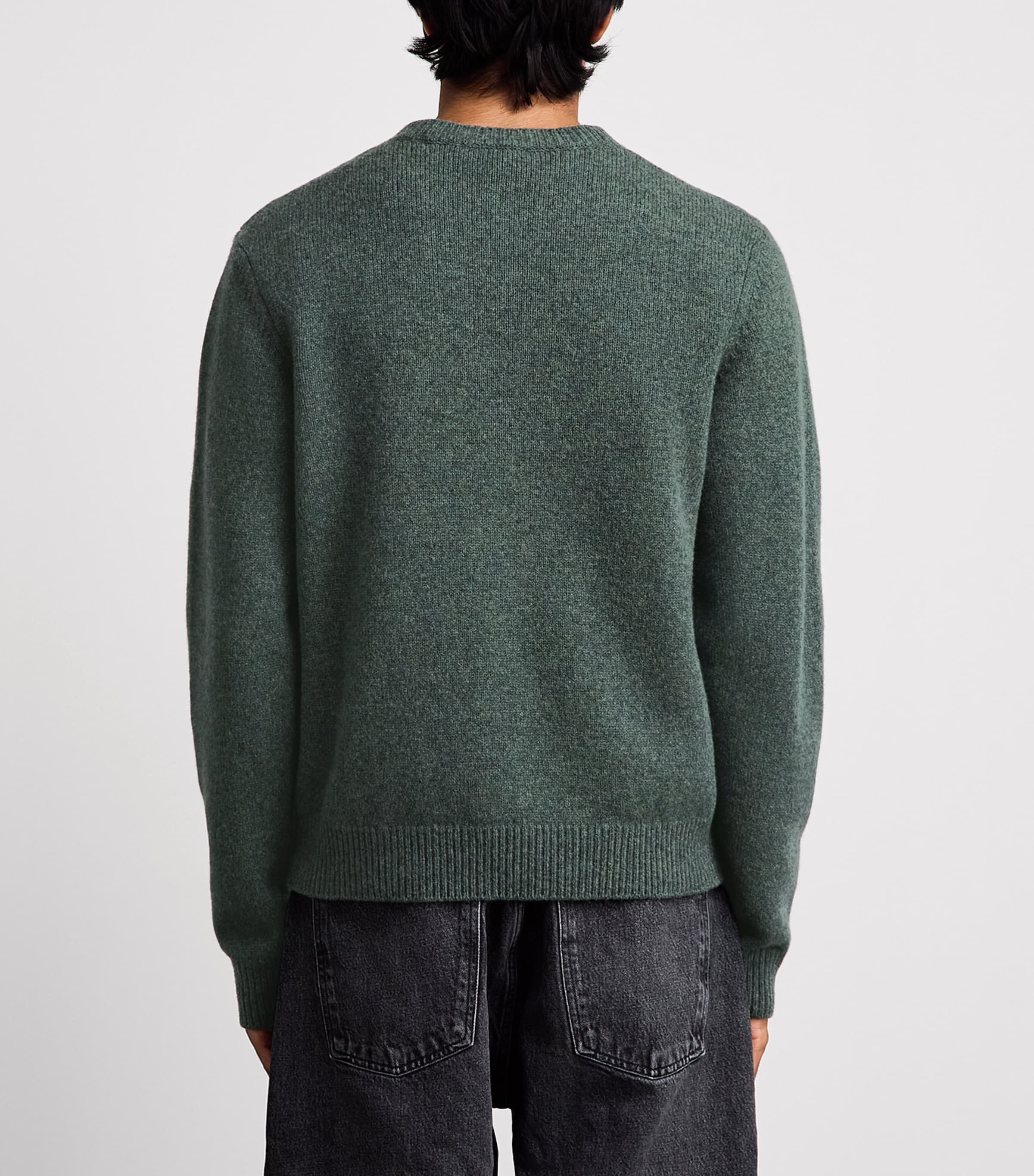 A.P.C. Mens Wool Logo Edmond Sweater Pka Heathered Green Image 5