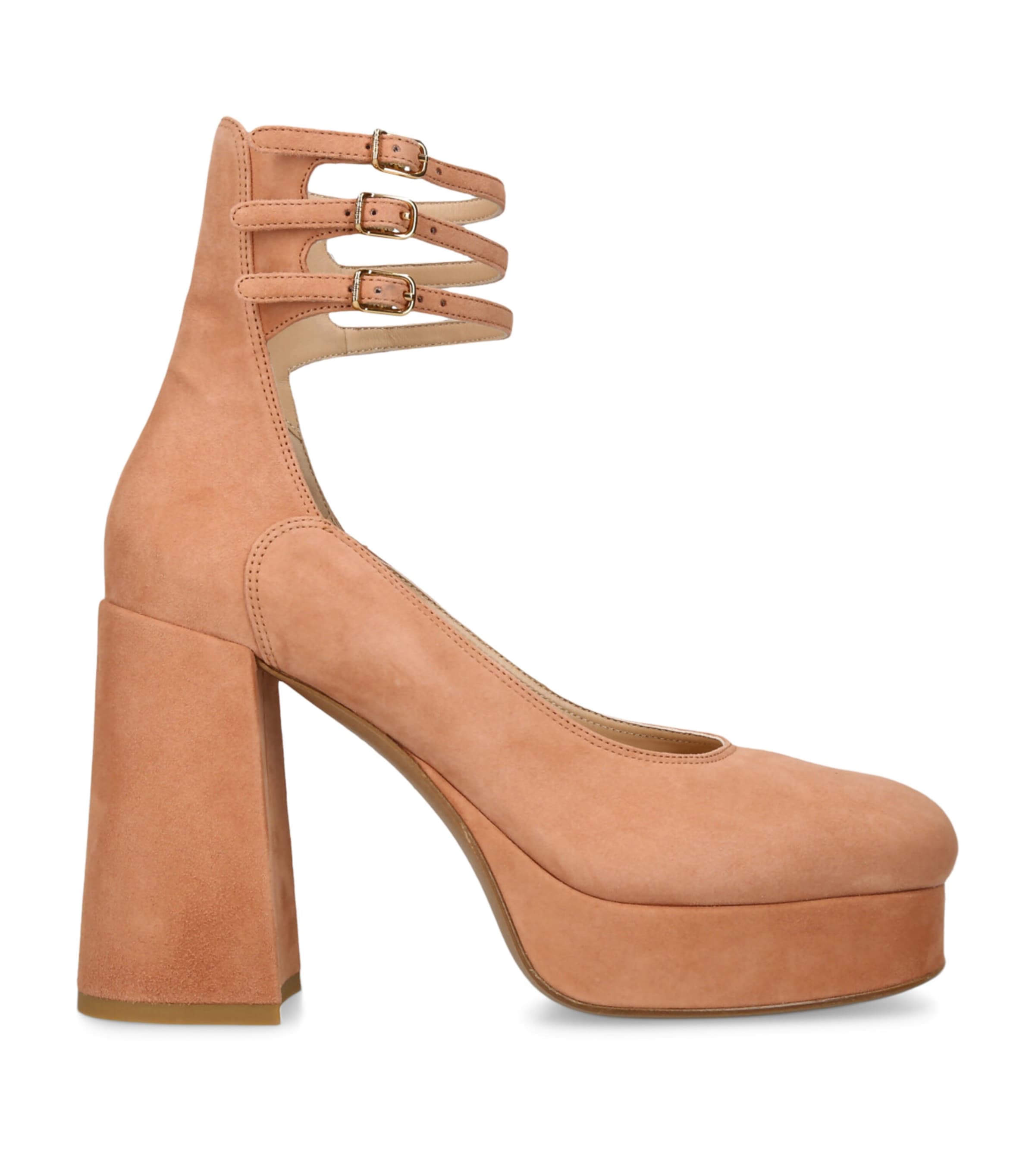 Chloé Suede Loti Platform Pumps 80 Peach Image 1