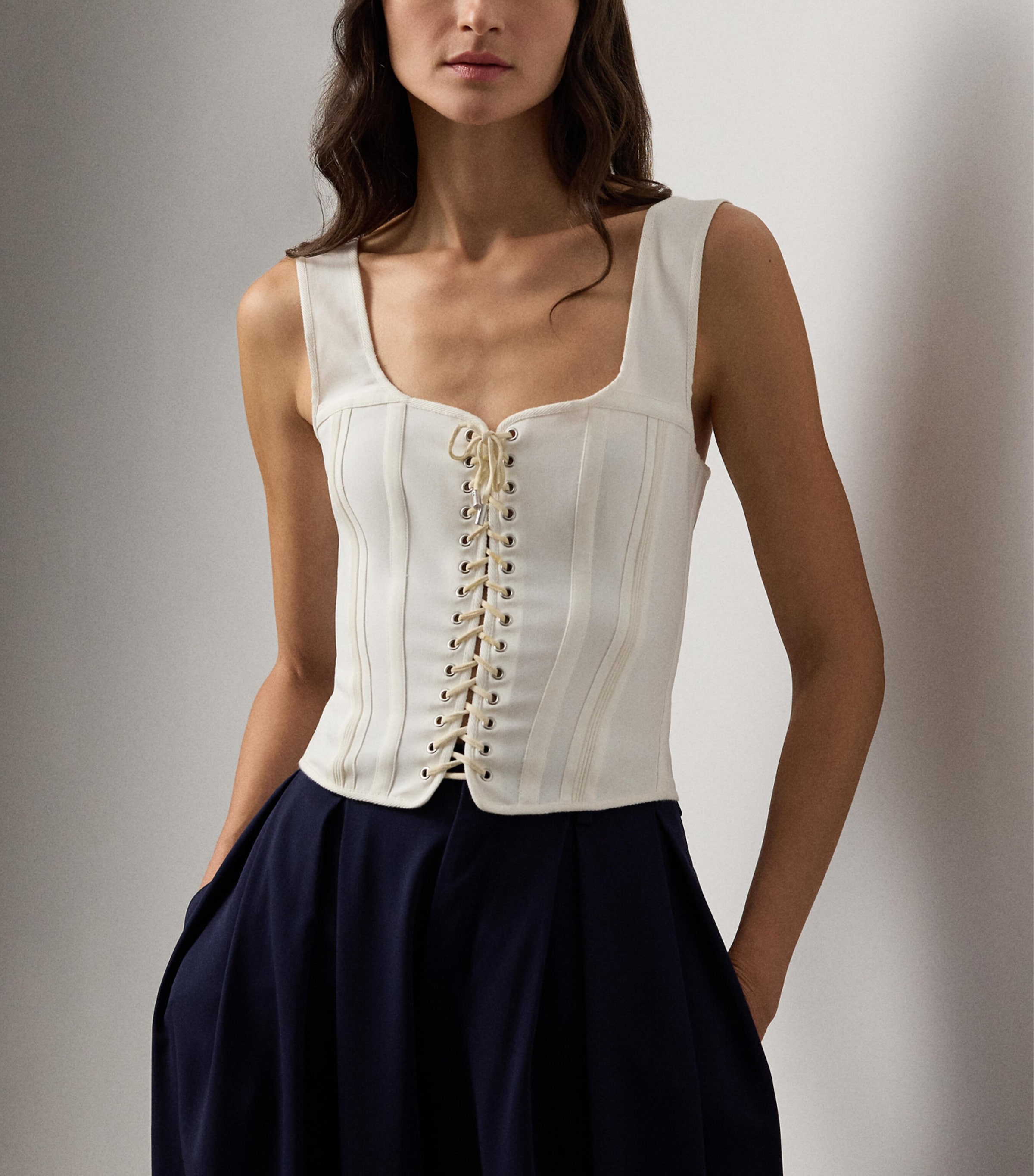 Cotton-Blend Kat Corset Top NATURAL-101 Image 4