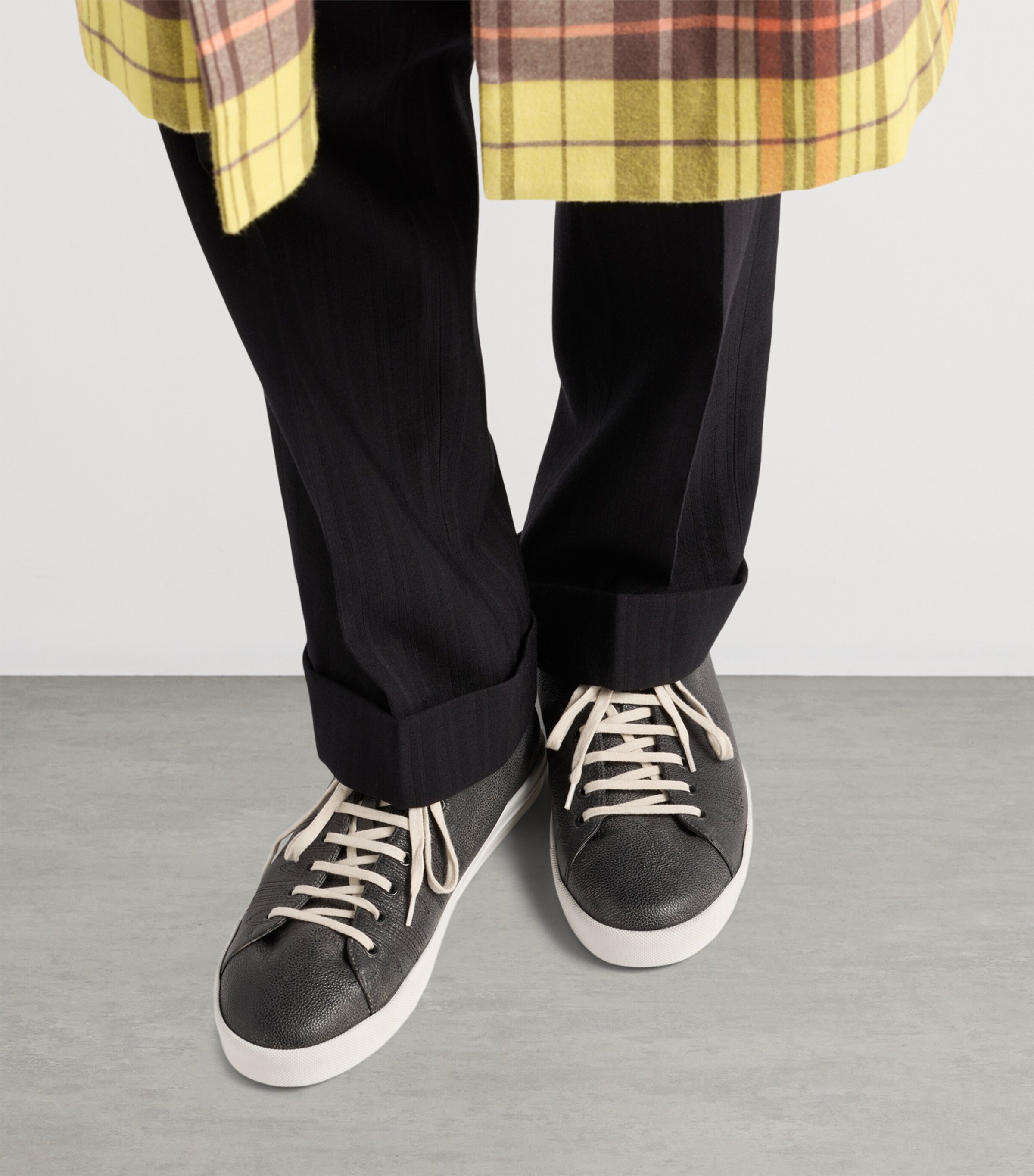 Prada Leather Aged Low-Top Sneakers Image 3