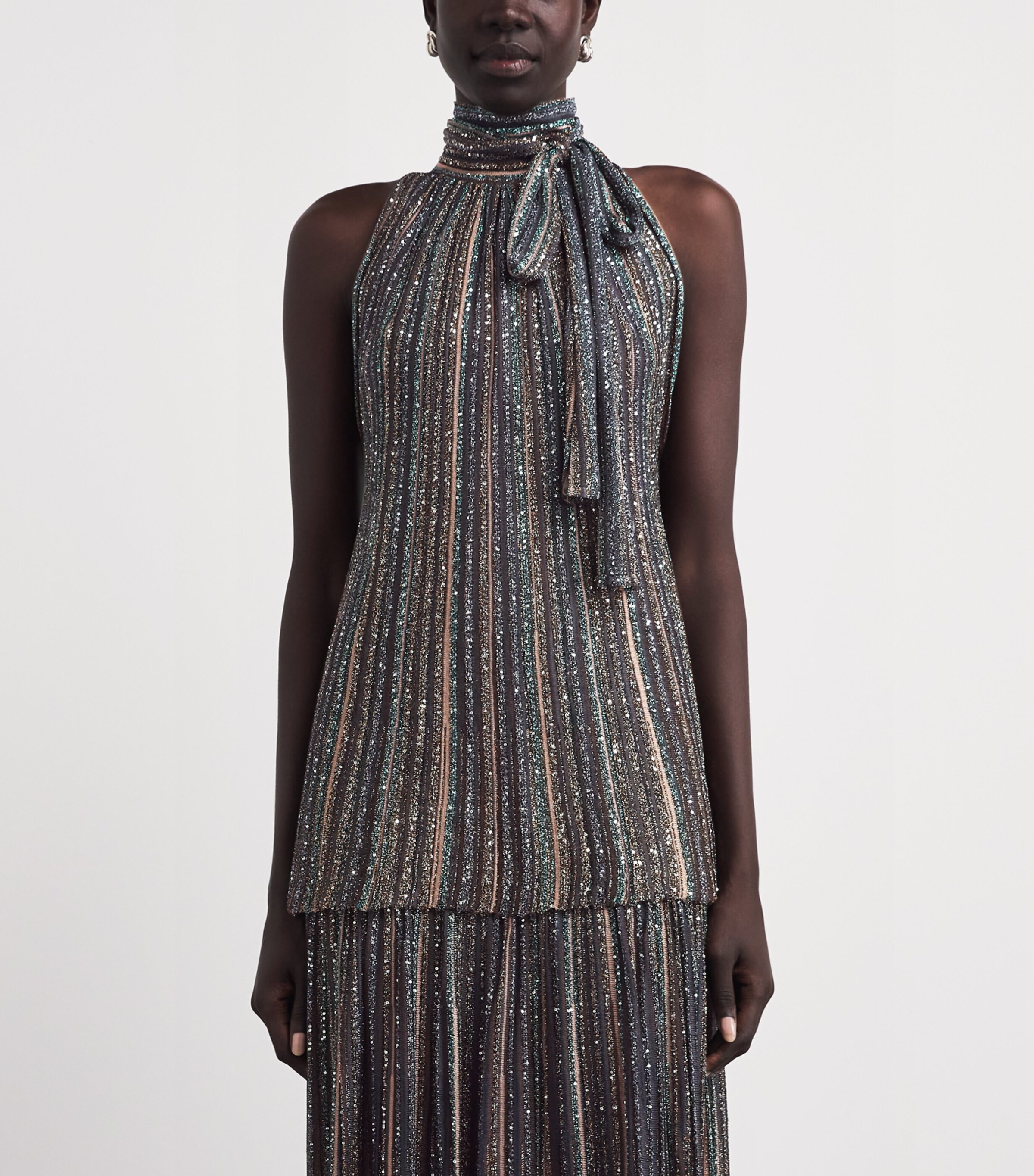 Missoni Womens Sequin-Embellished Halterneck Top Drk Brown Tone Image 4