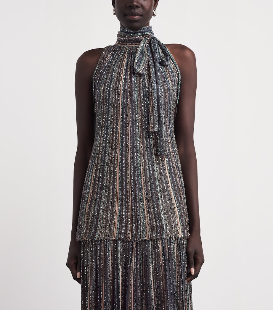 Missoni Womens Sequin-Embellished Halterneck Top Drk Brown Tone Image 4