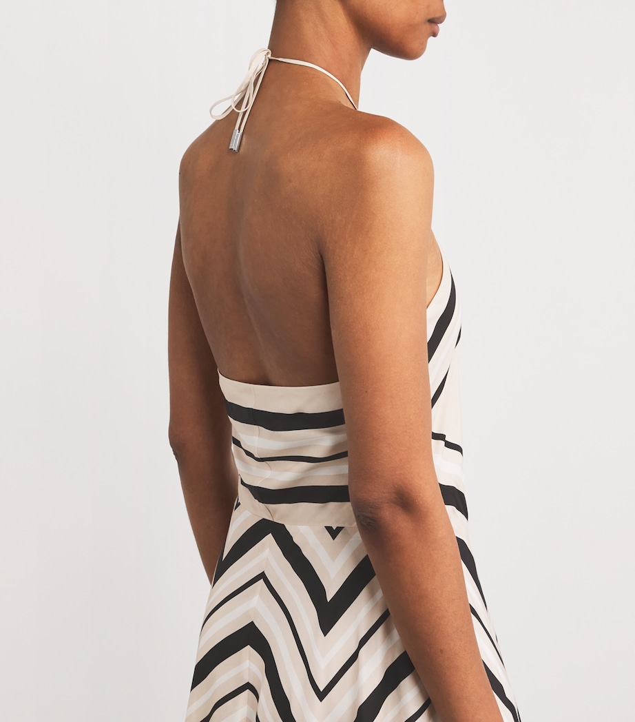 Halterneck Hera Midi Dress SAND STRIPE Image 4