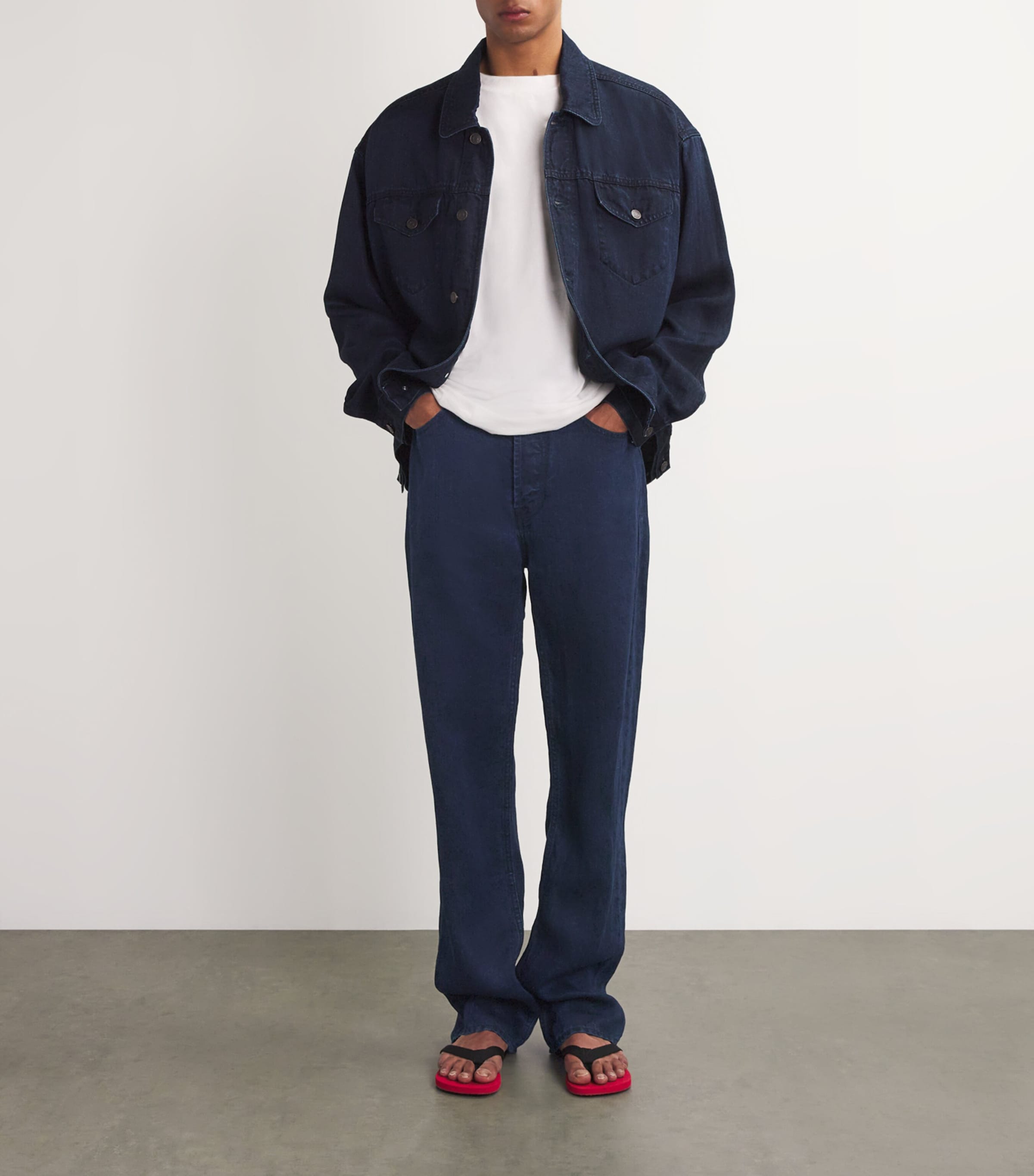 The Row Navy Hartley Linen Jeans | Harrods US