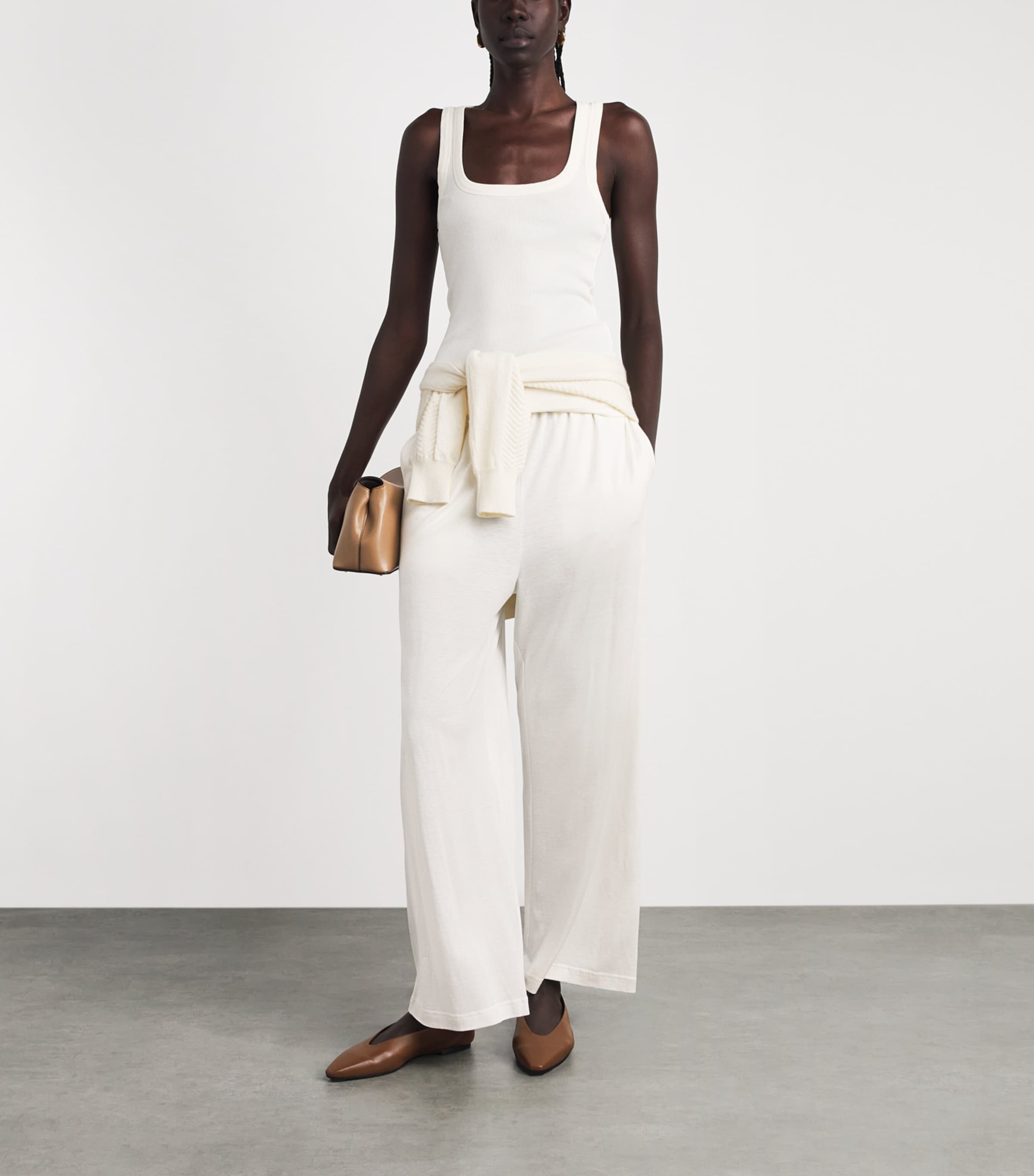 Toteme Womens Cotton-Silk Wide-Leg Trousers Off White Image 2