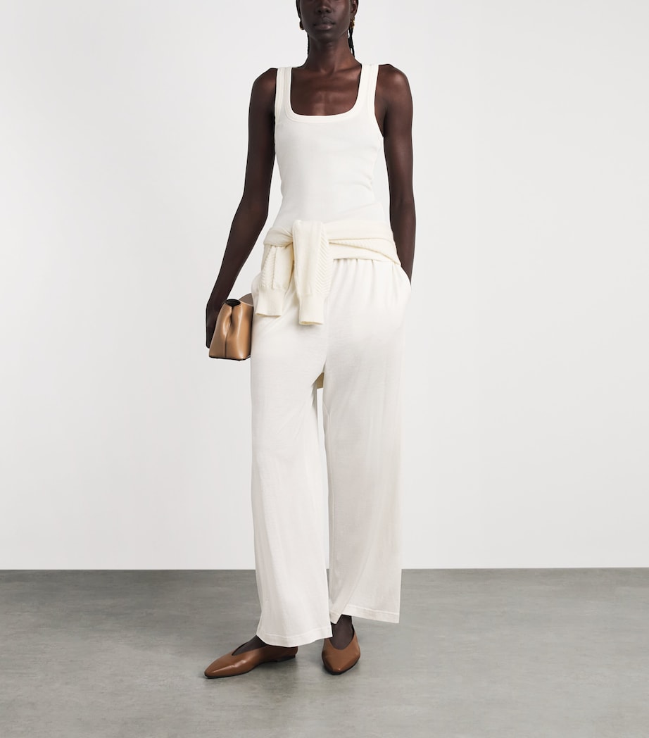 Toteme Womens Cotton-Silk Wide-Leg Trousers Off White Image 2