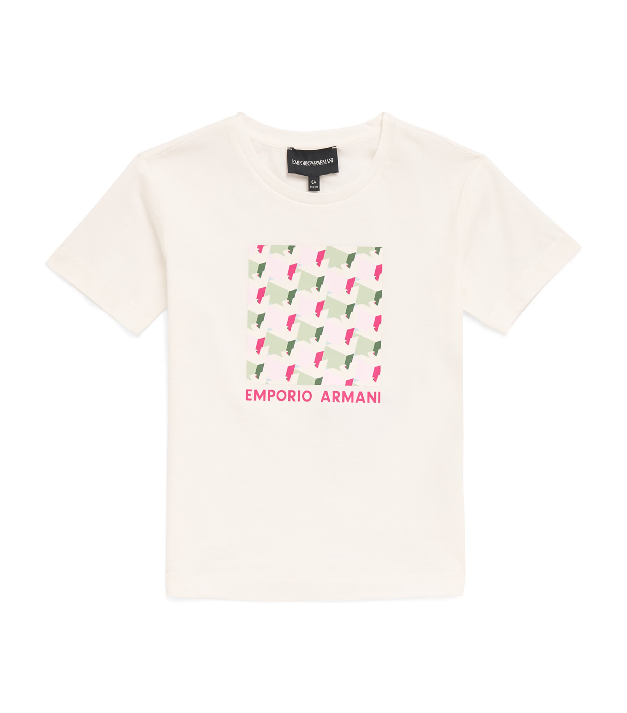 Shop Emporio Armani Cotton Logo T-shirt In Ivory