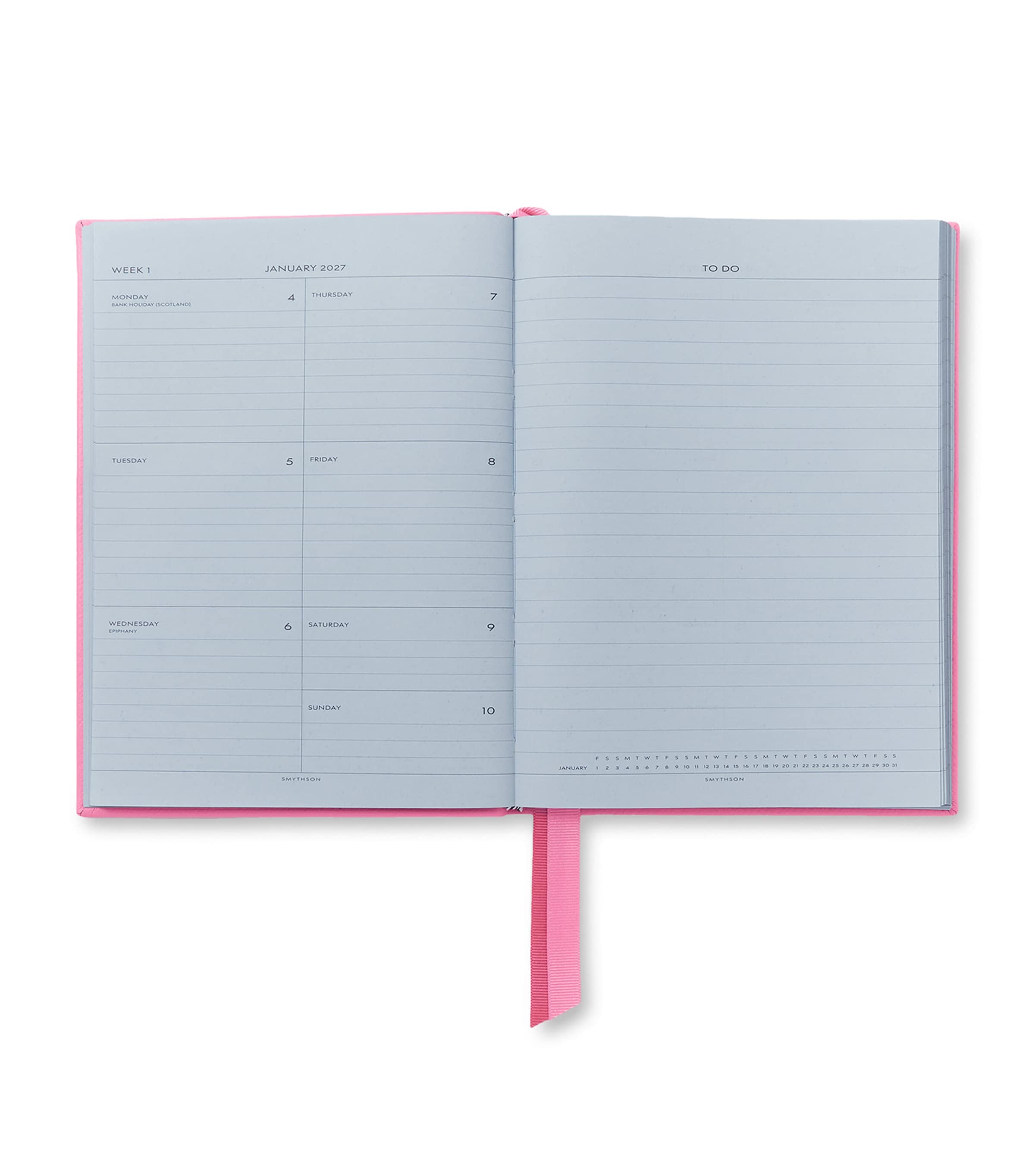 Smythson Leather Soho Weekly Diary 2027 Flamingo Image 2