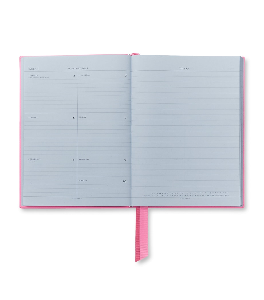 Smythson Leather Soho Weekly Diary 2027 Flamingo Image 2
