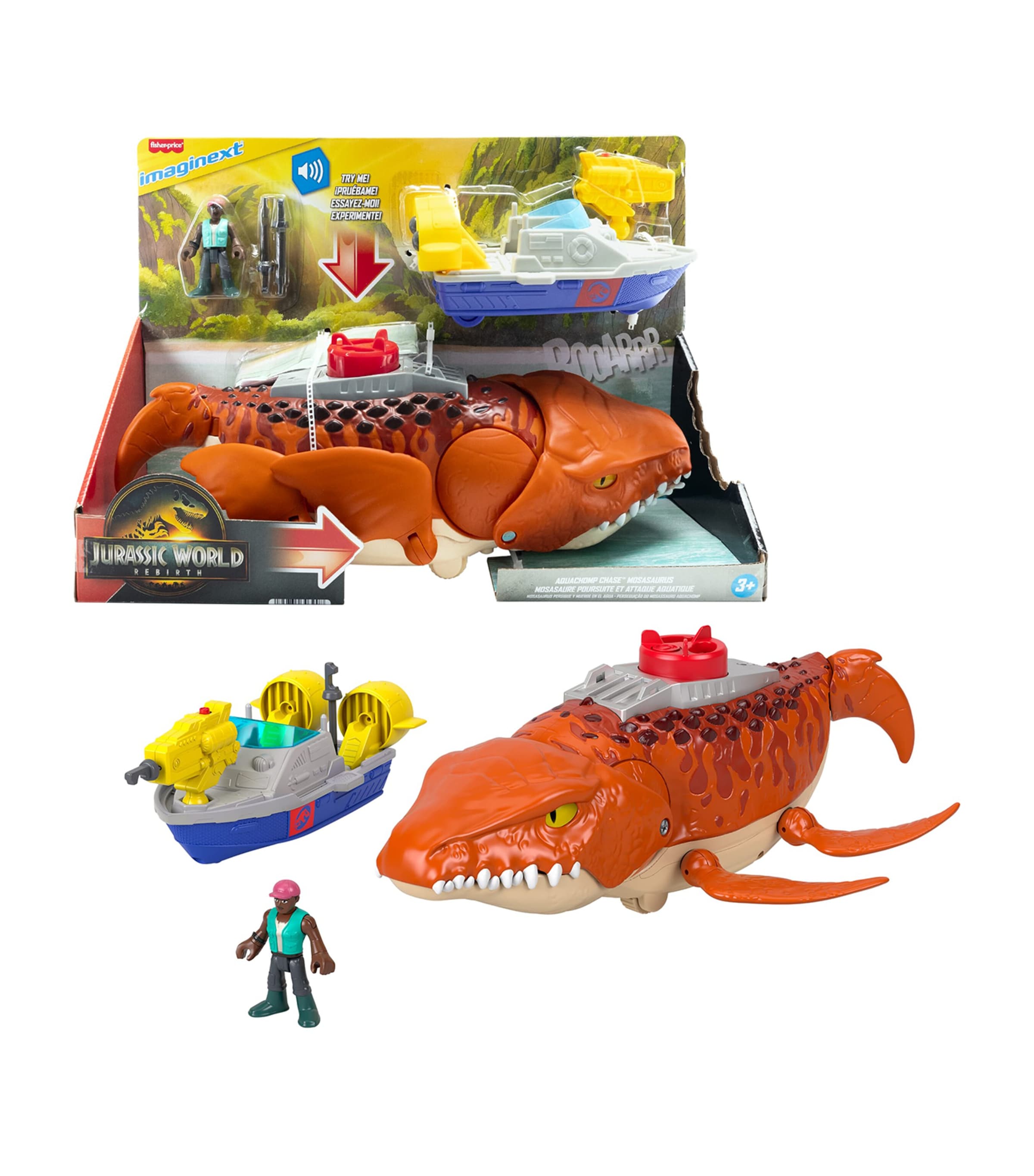 Aquachomp Chase Mosasaurus Dinosaur Playset MULTI Image 2