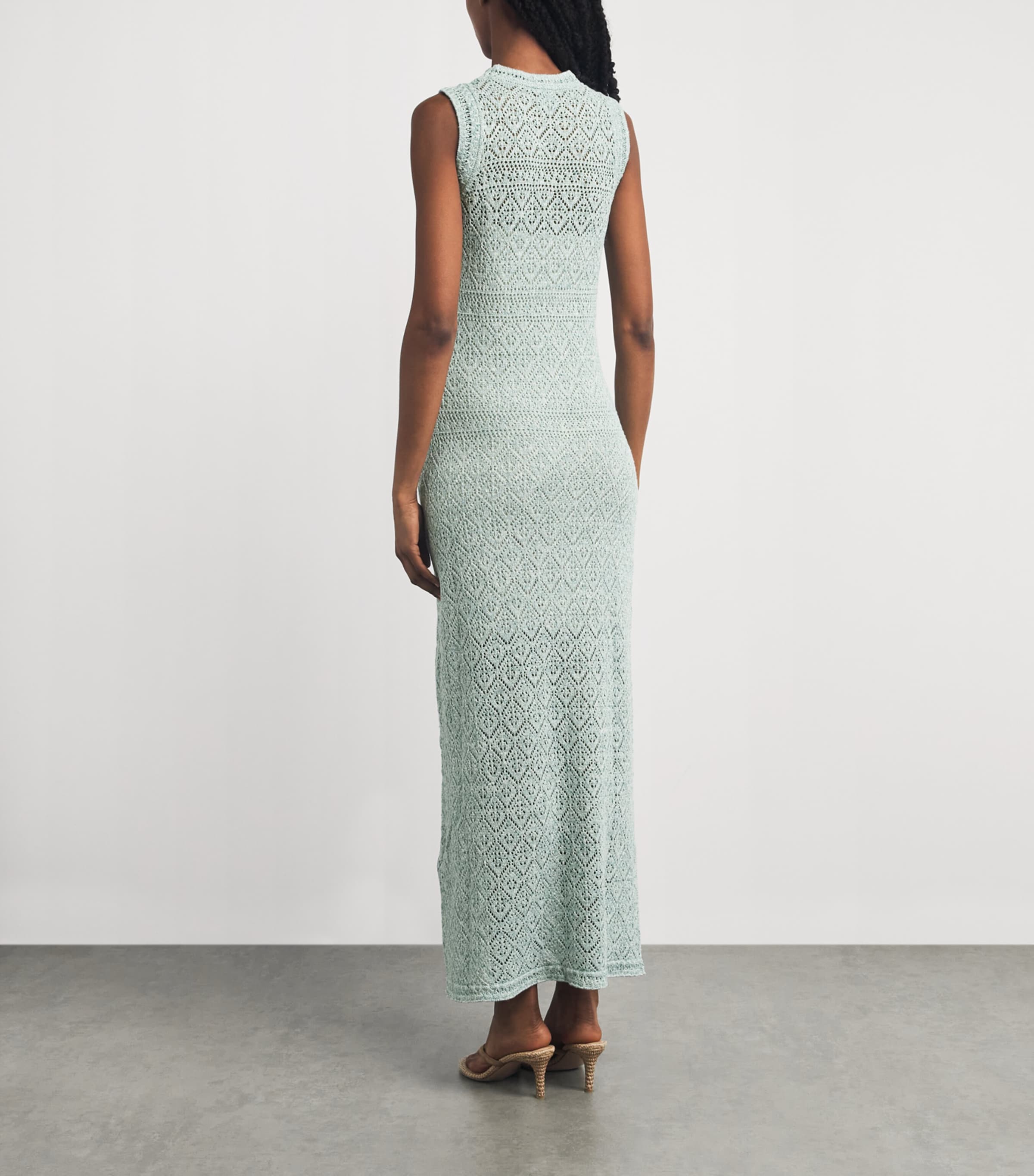 Eleventy Womens Cotton-Blend Crochet Midi Dress Giada Image 4